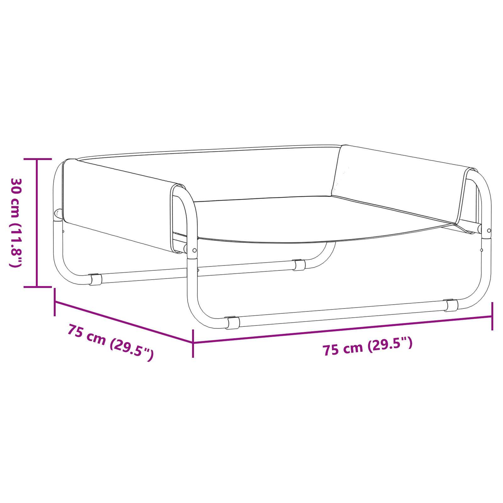 Pat Elevat pentru Câini Gri Deschis Cadru metalic, țesătură Oxford [10]