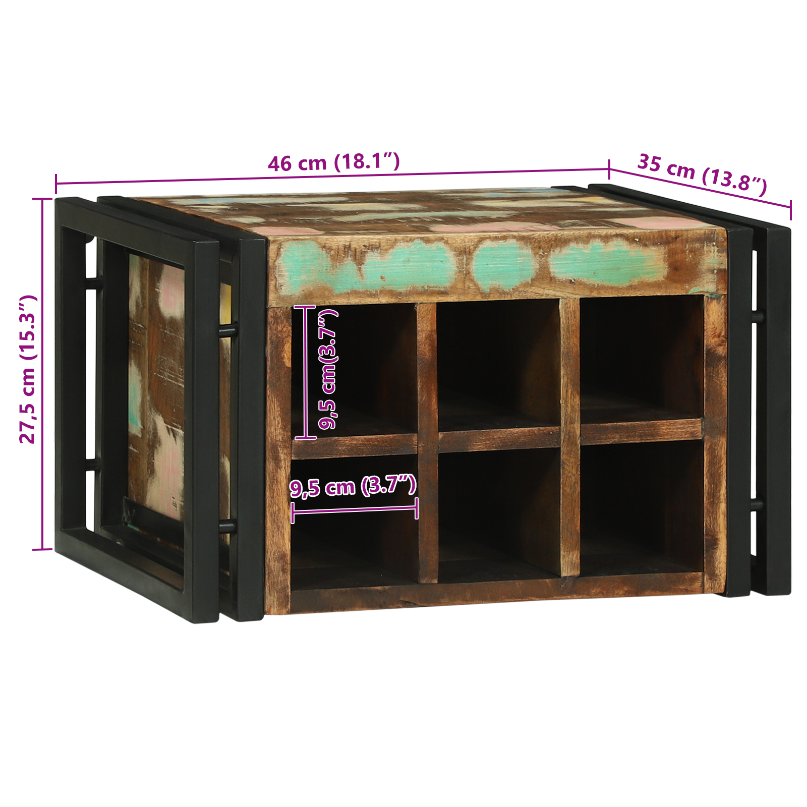 Raft vin 46x35x27.5 cm din lemn recuperat [11]