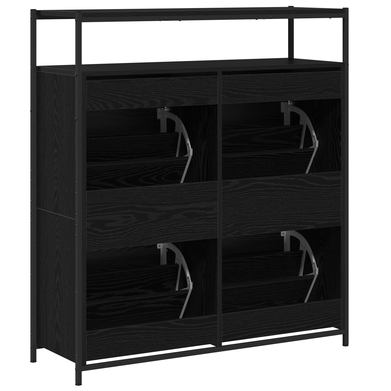 Cabinet pentru pantofi cu 4 sertare flip Black Oak 100x34x112 cm [8]