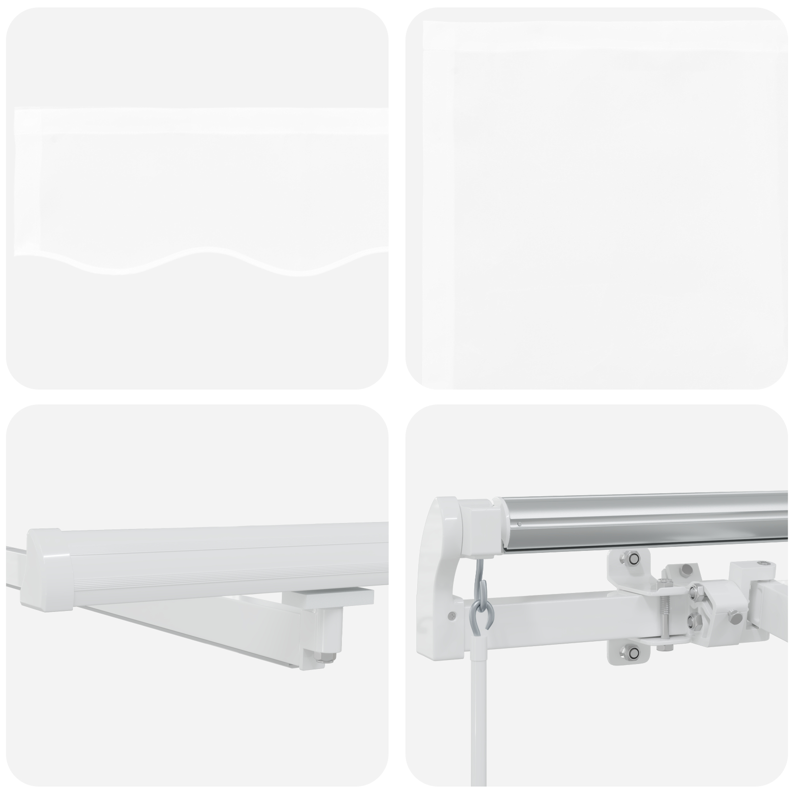 Copertină Manuală Retractabilă  cu LED Alb 300x250 cm, Material de Înlocuire pentru Copertină  pentru Cadru de 3x2.5 m Alb [10]