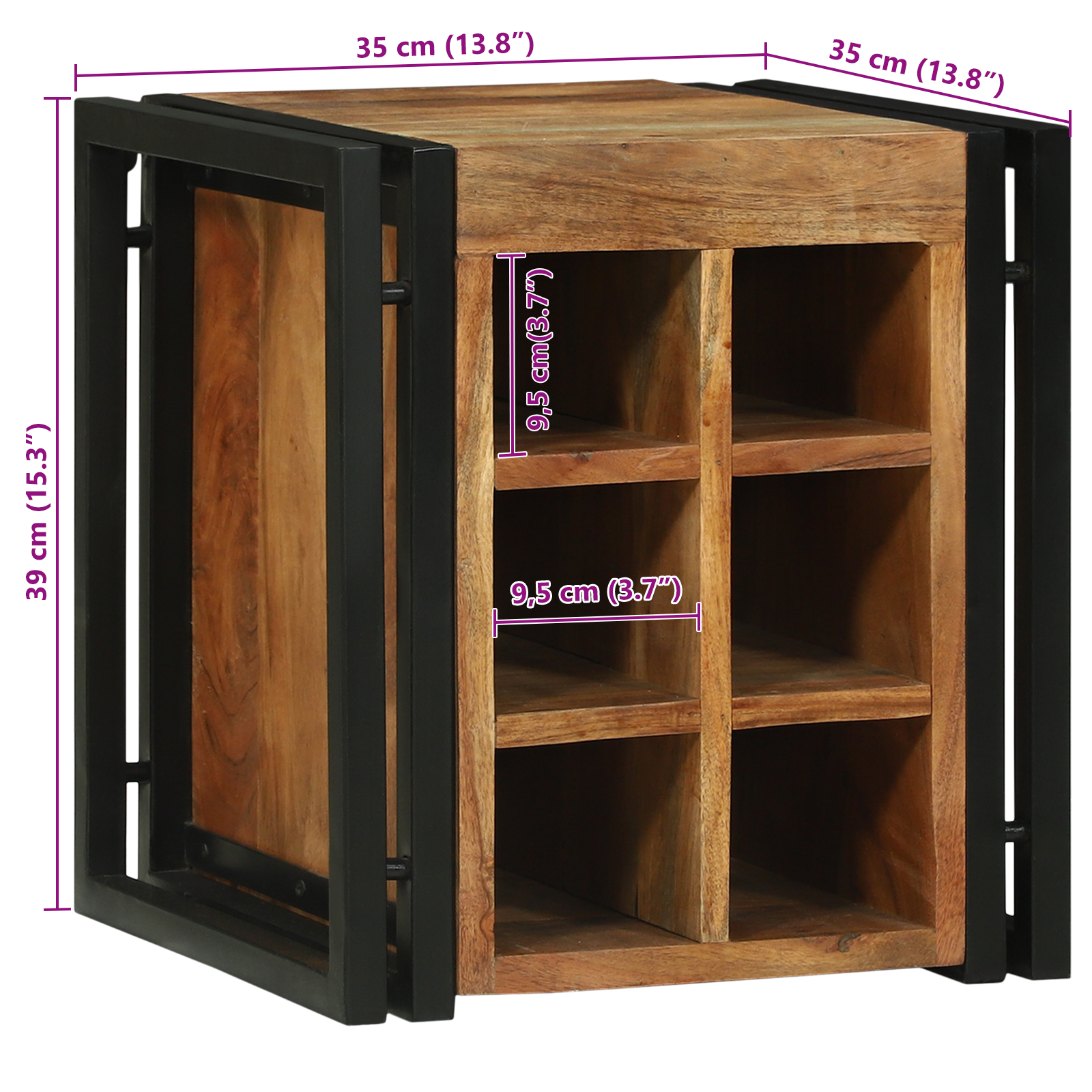 Răcitor de vin 34.5x35x39 cm Lemn solid de acacia [11]