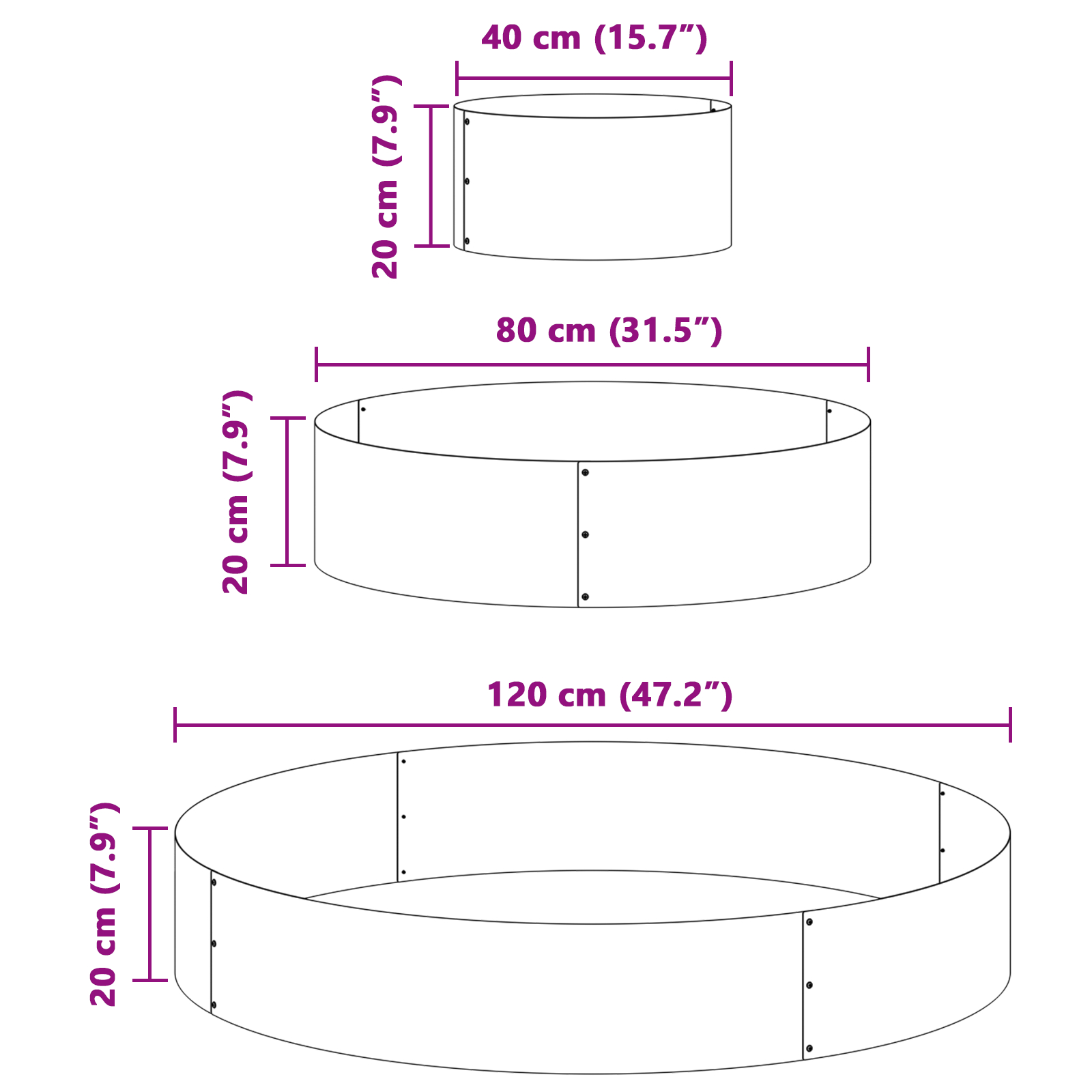 Ghiveci Metalic Oțel galvanizat Ø 120 cm Rezistent Ghiveci Mare [9]