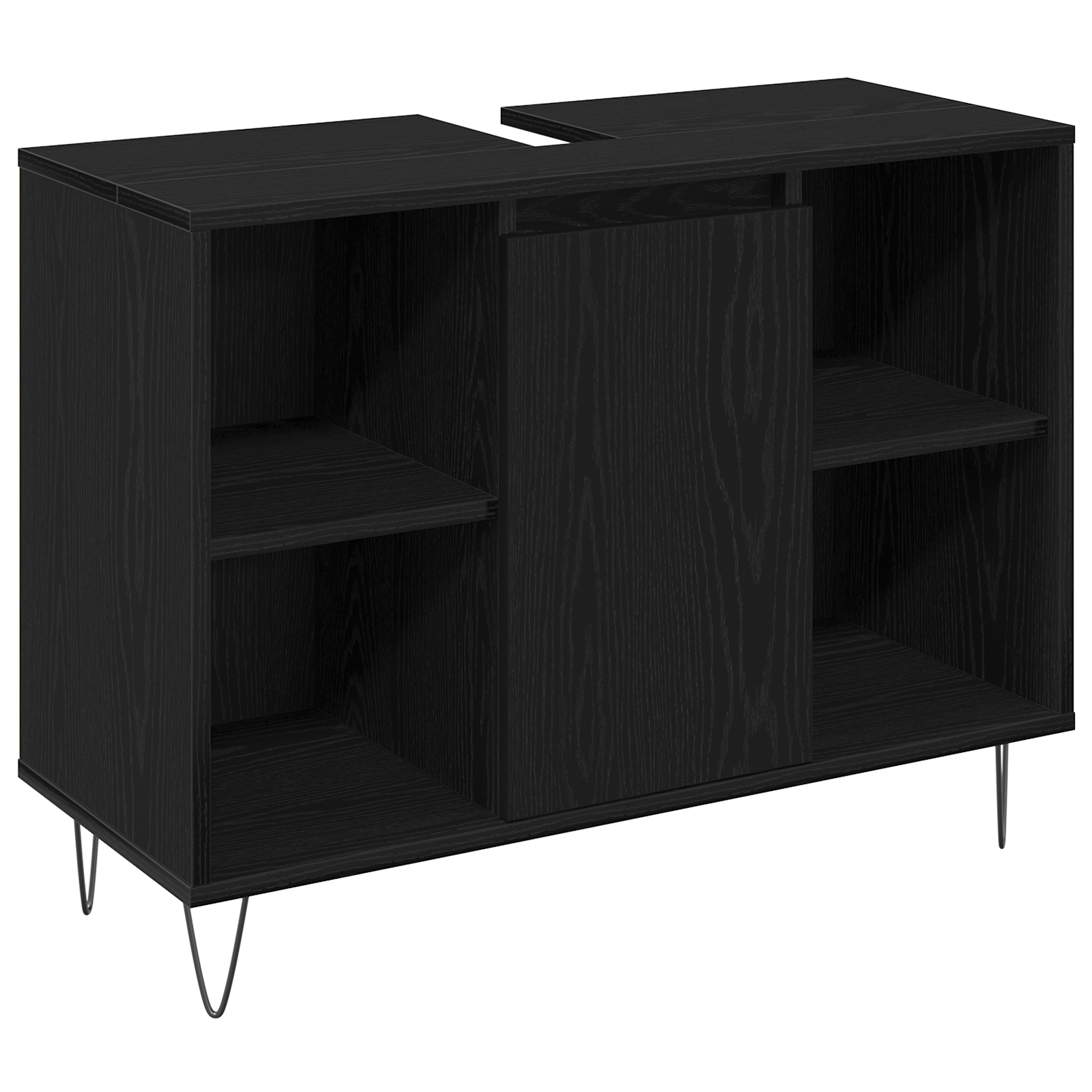 Set Mobilier Baie  3 piese Stejar Negru Lemn Prelucrat, Dulap Baie  Stejar Negru 30x30x190 cm Lemn Prelucrat, Dulap Baie  Stejar Negru 30x30x100 cm Lemn Prelucrat [3]