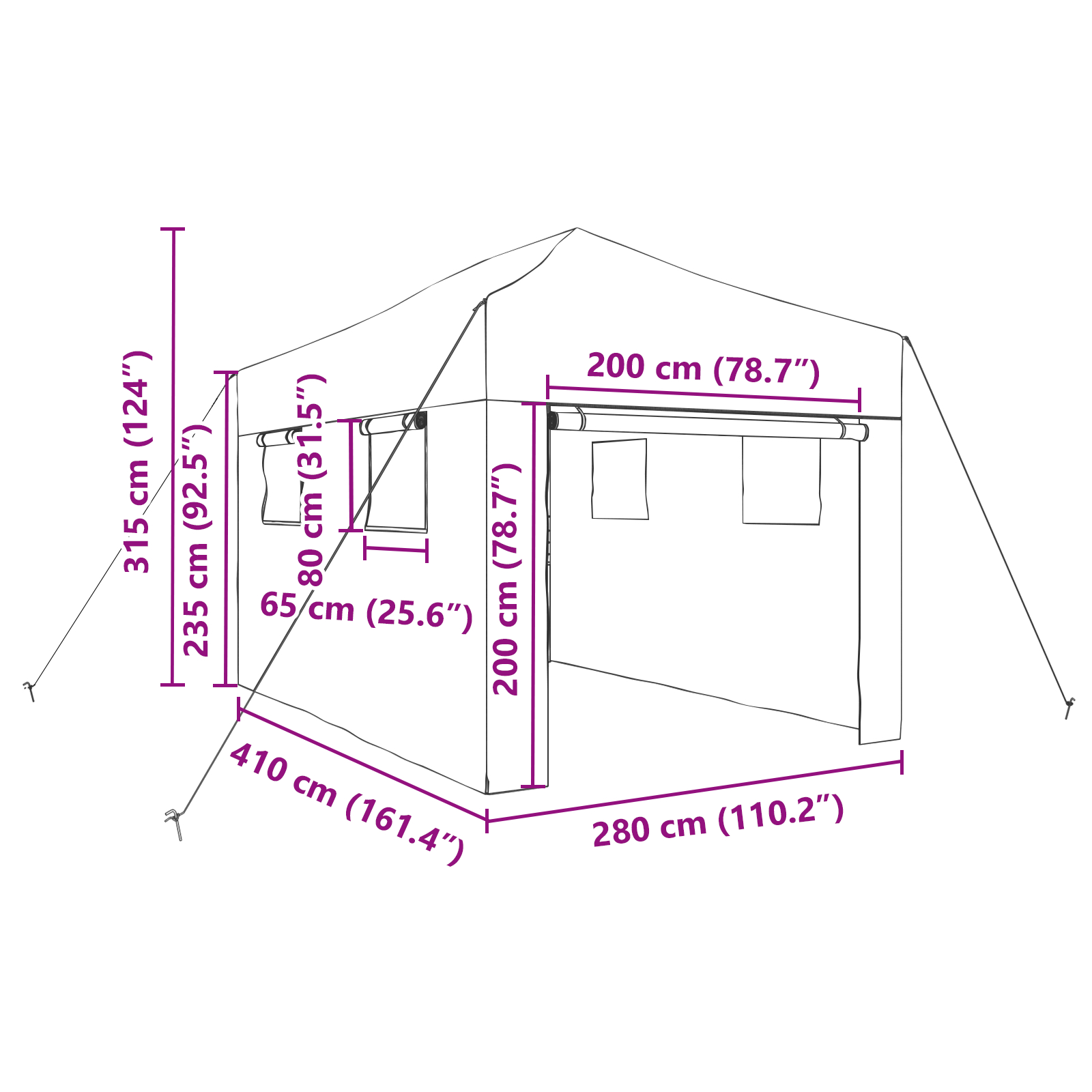 Seră tip tunel cu cadru pliabil Verde 410x280x315 cm Metal [10]
