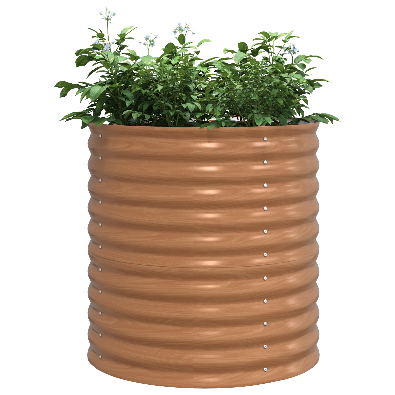 Pătuț de grădină maro cu aspect de lemn 80x80x81 cm din oțel [3]