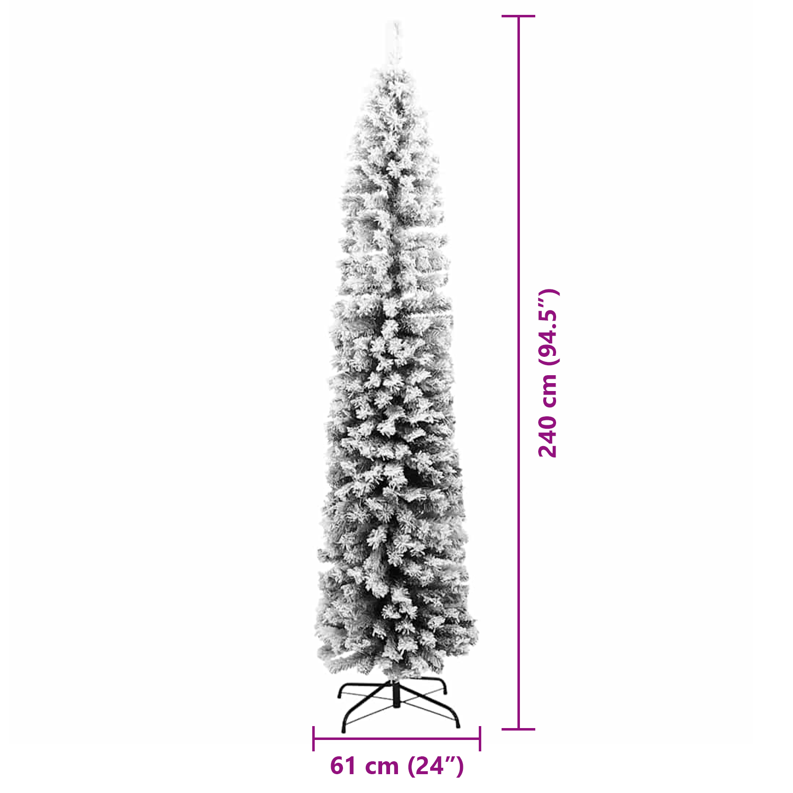 Brad de Crăciun slim 300 LED-uri & Zăpadă îmbrăcat verde 240 cm [9]