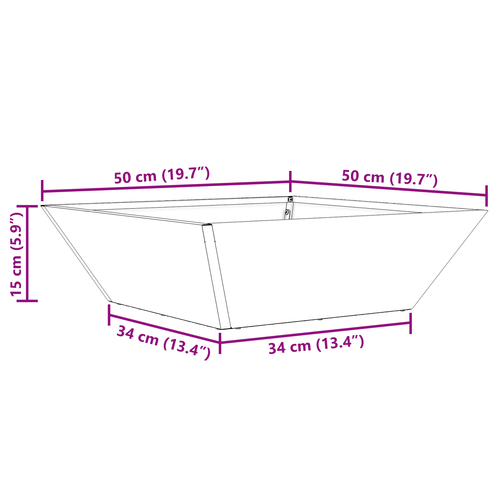 Ghiveci Metalic Negru Metal 50 x 50 x 15 cm Inserții Decorative [10]