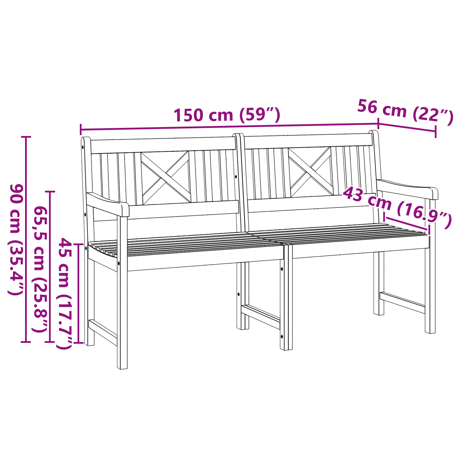 Bancă de grădină 150x56x90 cm Lemn de acacia solid [10]
