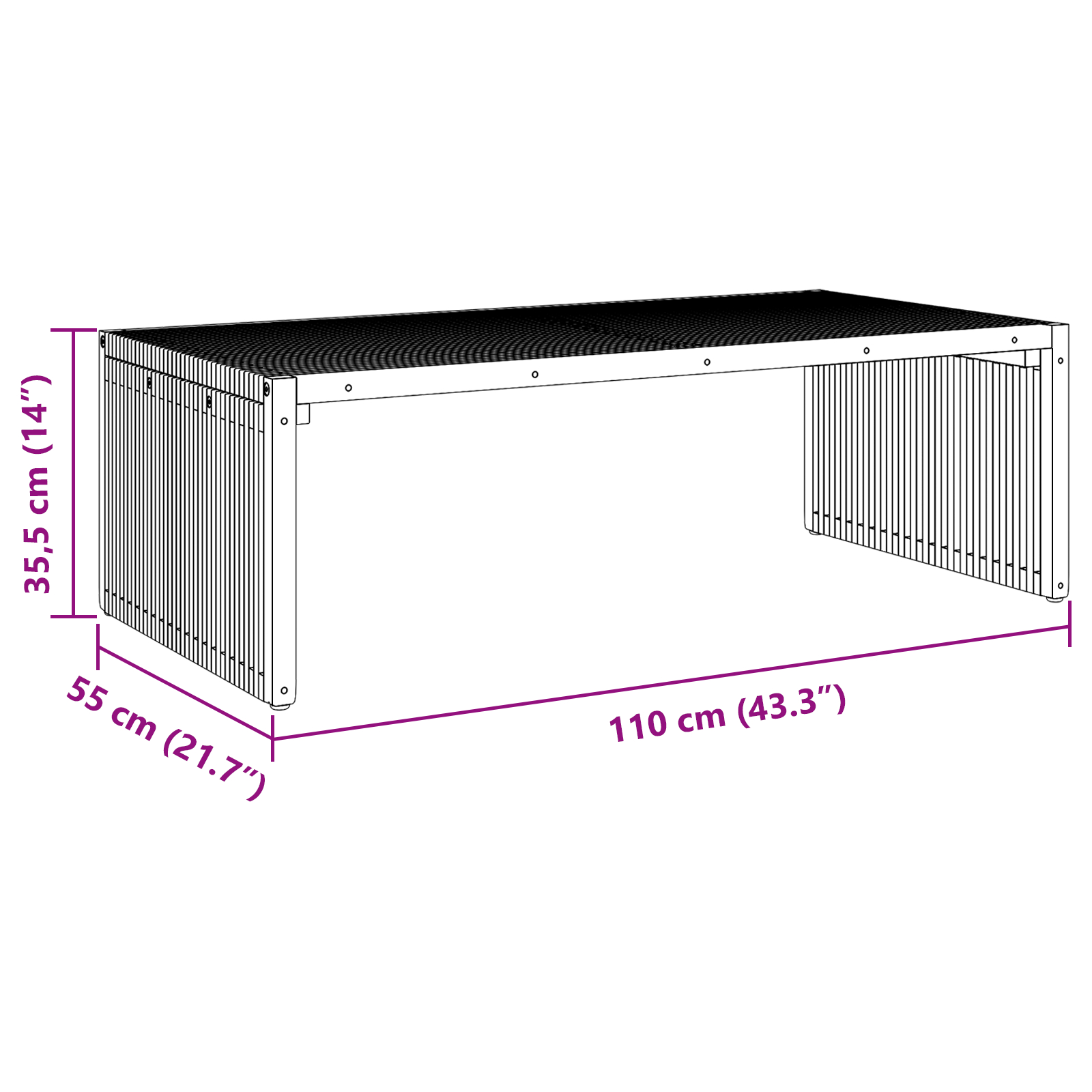 Masă laterală pentru grădină 110x55x35.5 cm Lemn masiv de tec [10]