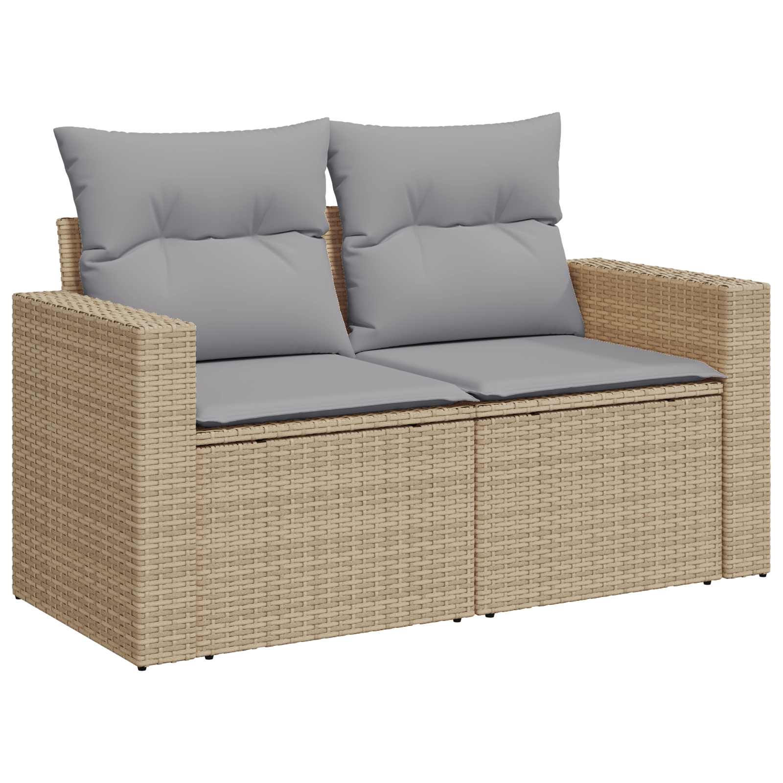 Set de Sofa de Grădină  cu 11 Piese și Perne Bej Ratan Poli Acacia, Set de Dining pentru Grădină  cu 3 Piese și Perne Bej Ratan Poli Acacia [3]