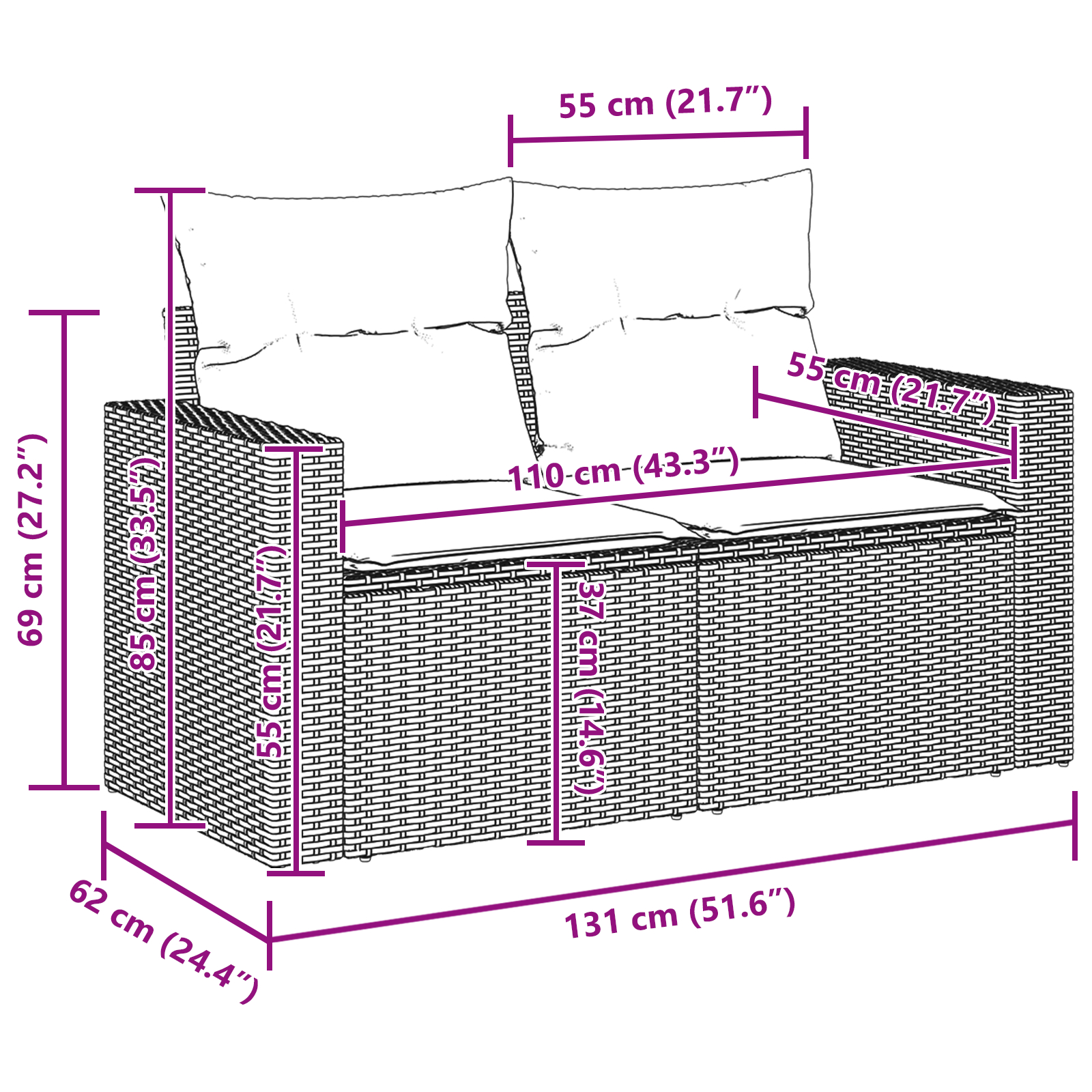 Set de sofa de grădină  cu perne gri din ratan poli pentru exterior, Set de dining de grădină  cu perne gri din ratan poli [9]