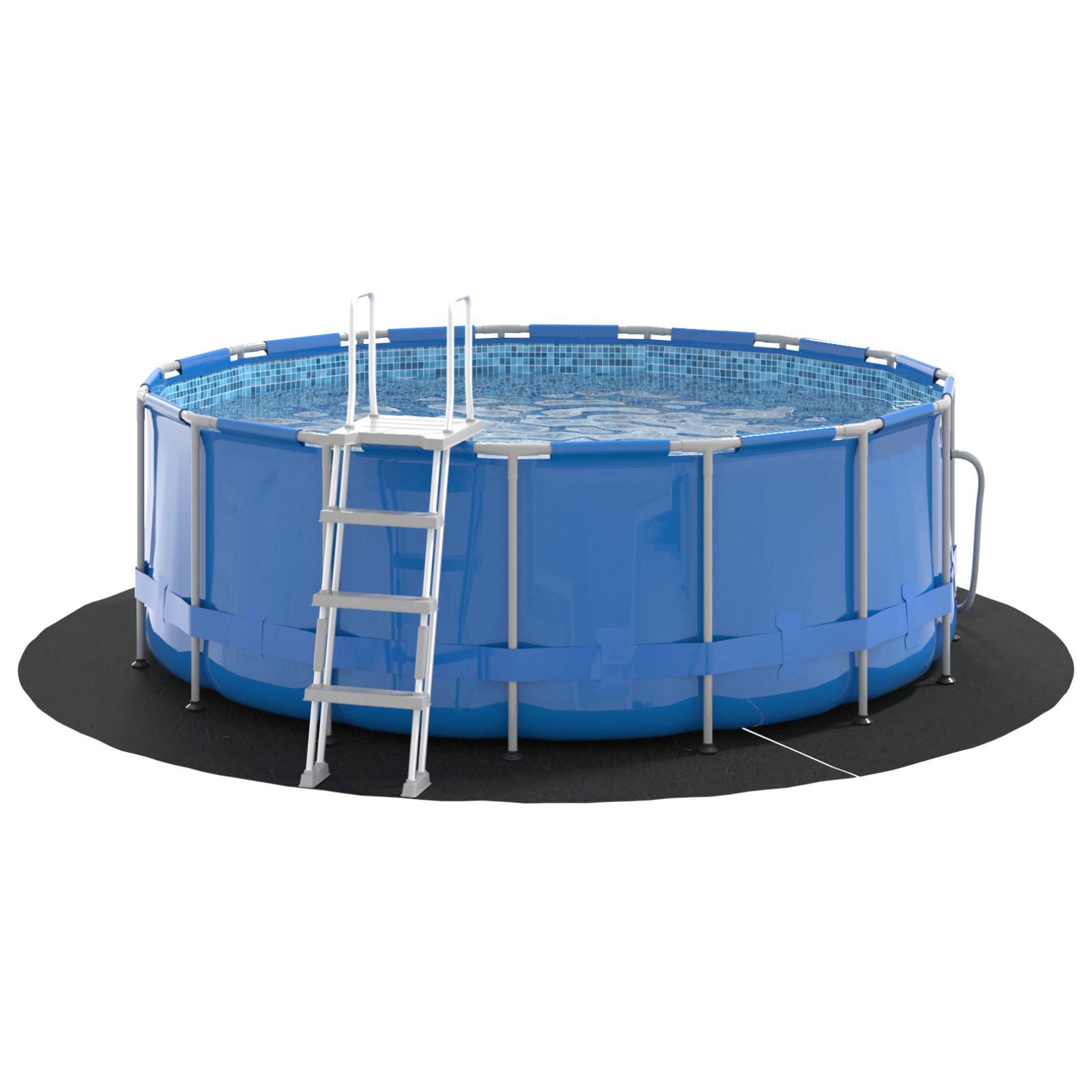 Capac Rotund Piscină Negru PVC Ø 244 cm Capac Piscină Rotund [3]