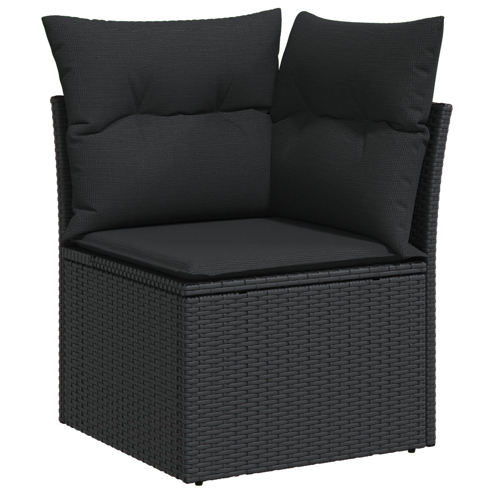 Set de sofa pentru grădină  10 piese cu perne negre din poliratan de acacia, Sofa pentru grădină  2 locuri cu perne negre din poliratan, Set de dining pentru grădină  4 piese cu perne negre din polira [6]
