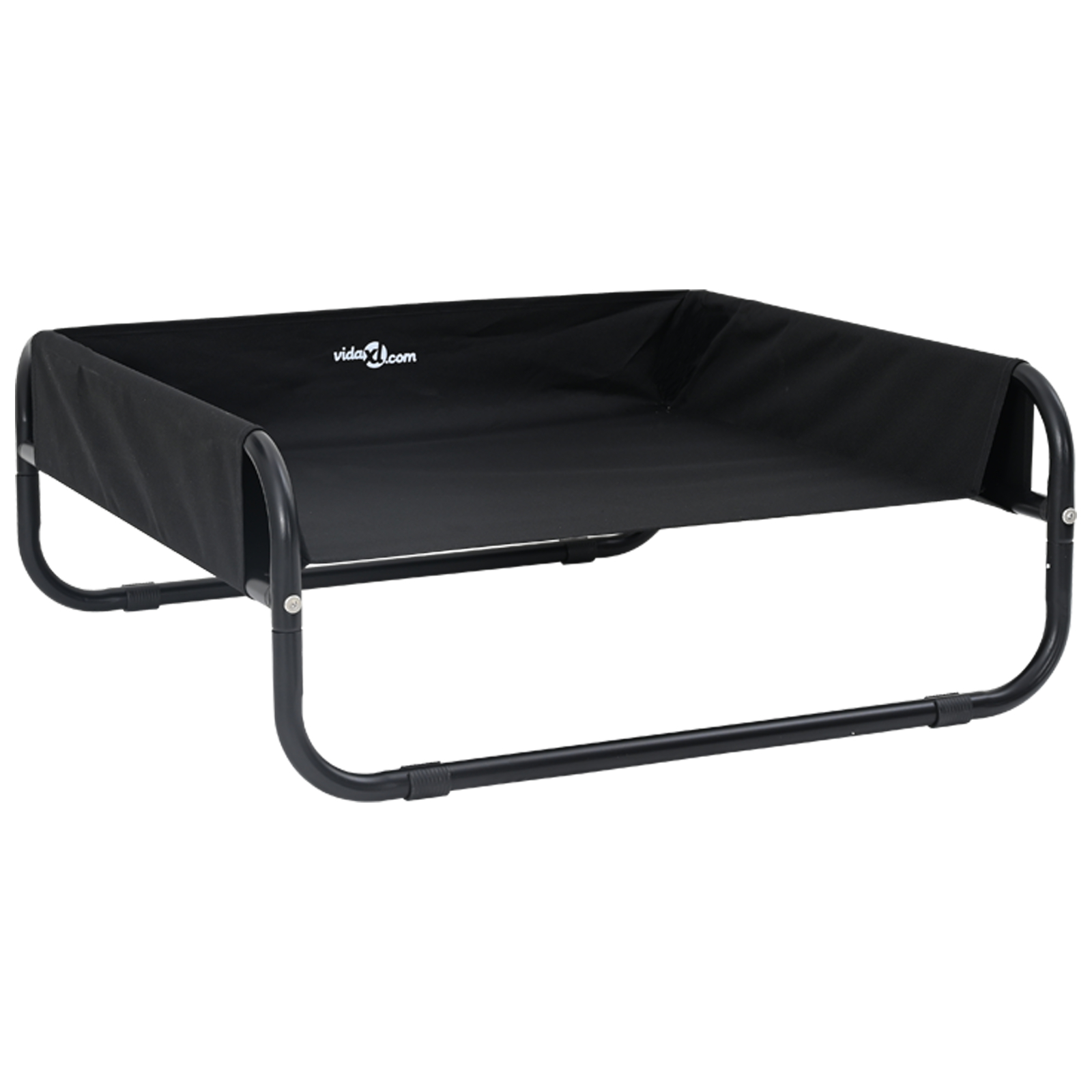 Pat ridicat pentru câini negru, din țesătură Oxford și oțel [2]