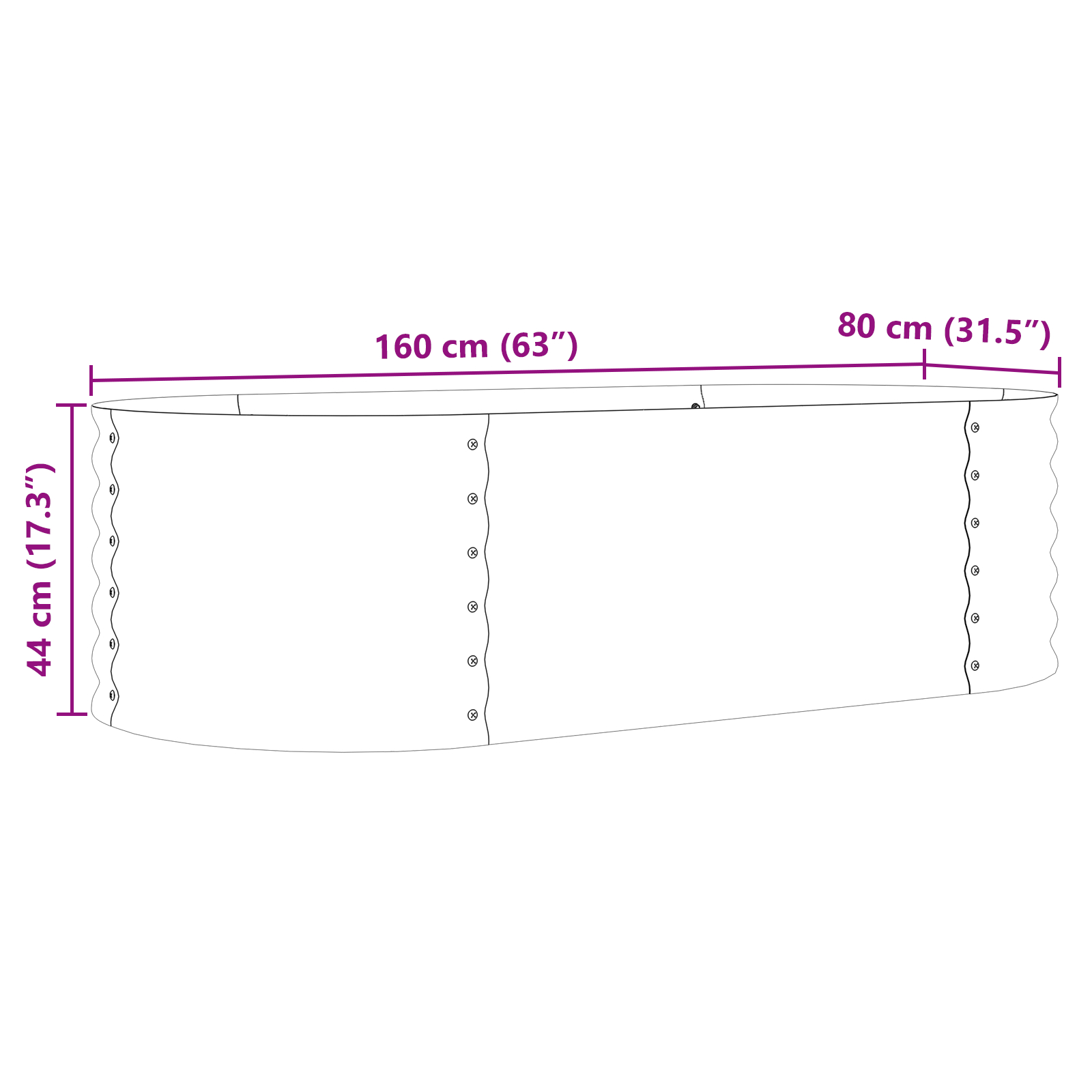 Grădină Ridicată Maro cu Aspect de Lemn 160x80x44 cm din Oțel [8]