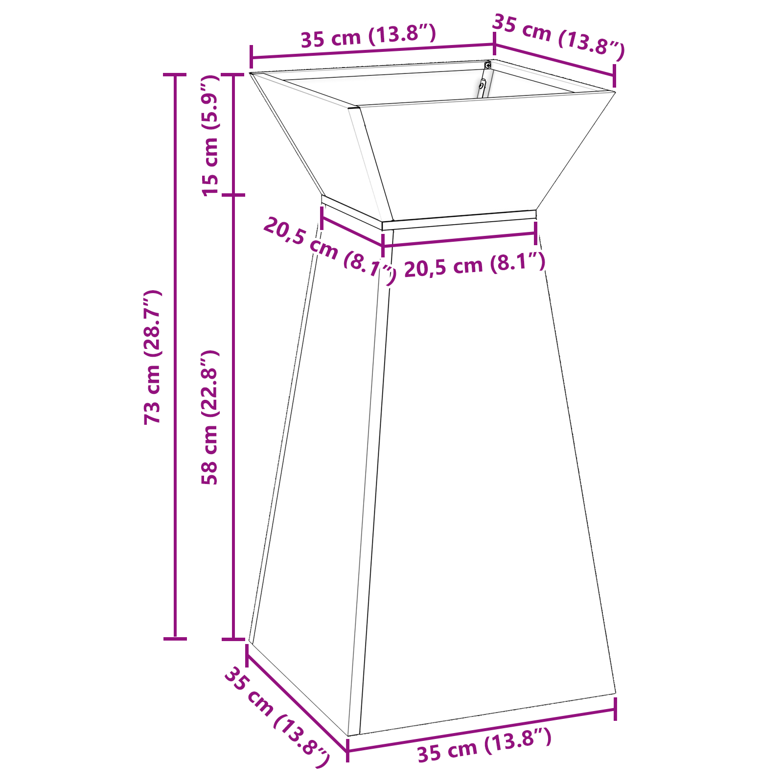 Suport pentru plante Negru Plastic 35 x 35 x 73 cm Ghivece [10]