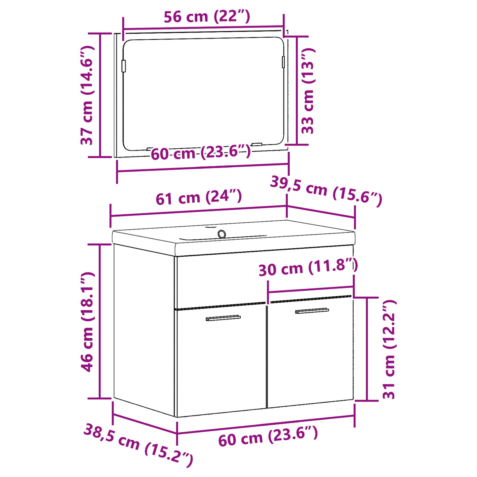 Set Mobilier Baie 3 Piese Lemn Vechi Lemn Laminat [10]