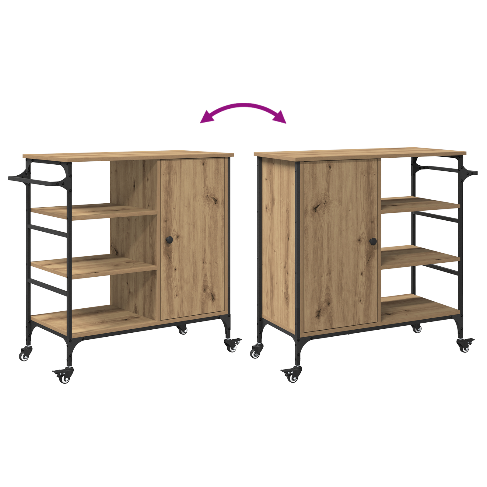 Trolley de bucătărie Stejar Natural 87.5x38.5x84.5 cm Lemn prelucrat [10]