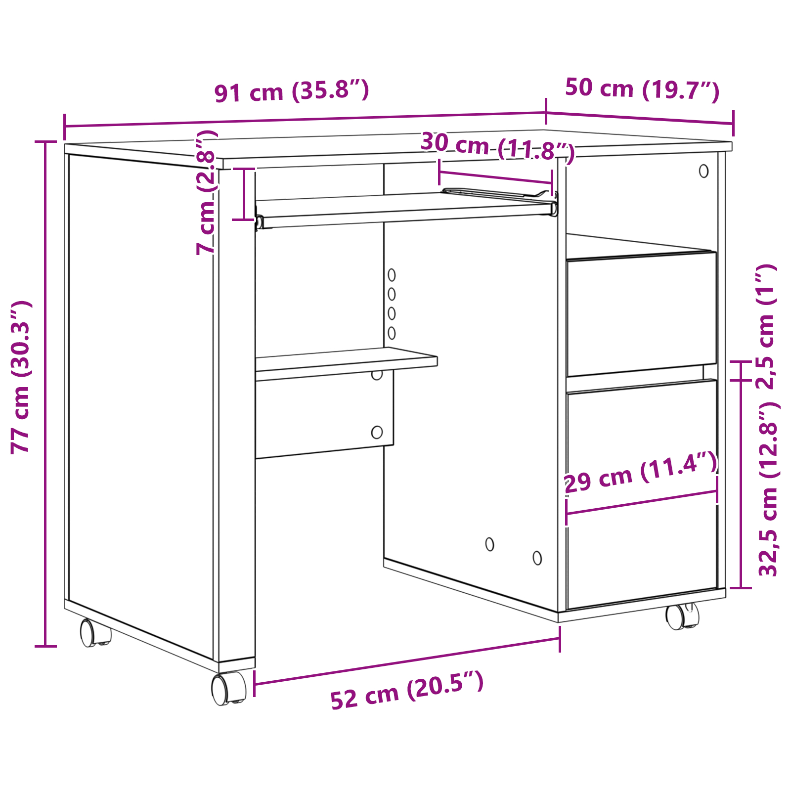 Birou maro de calculator Stejar fumuriu Lemn prelucrat Compact [9]