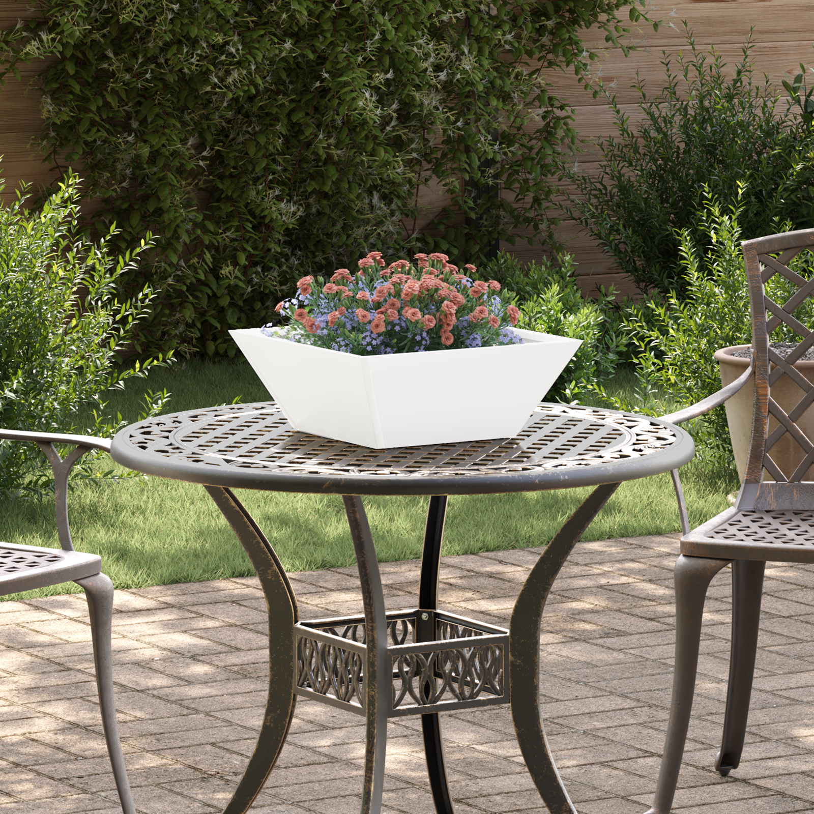 Grădinărit - Set Ghivece din Plastic Alb Plastic 40 x 40 x 15 cm Stivuibil