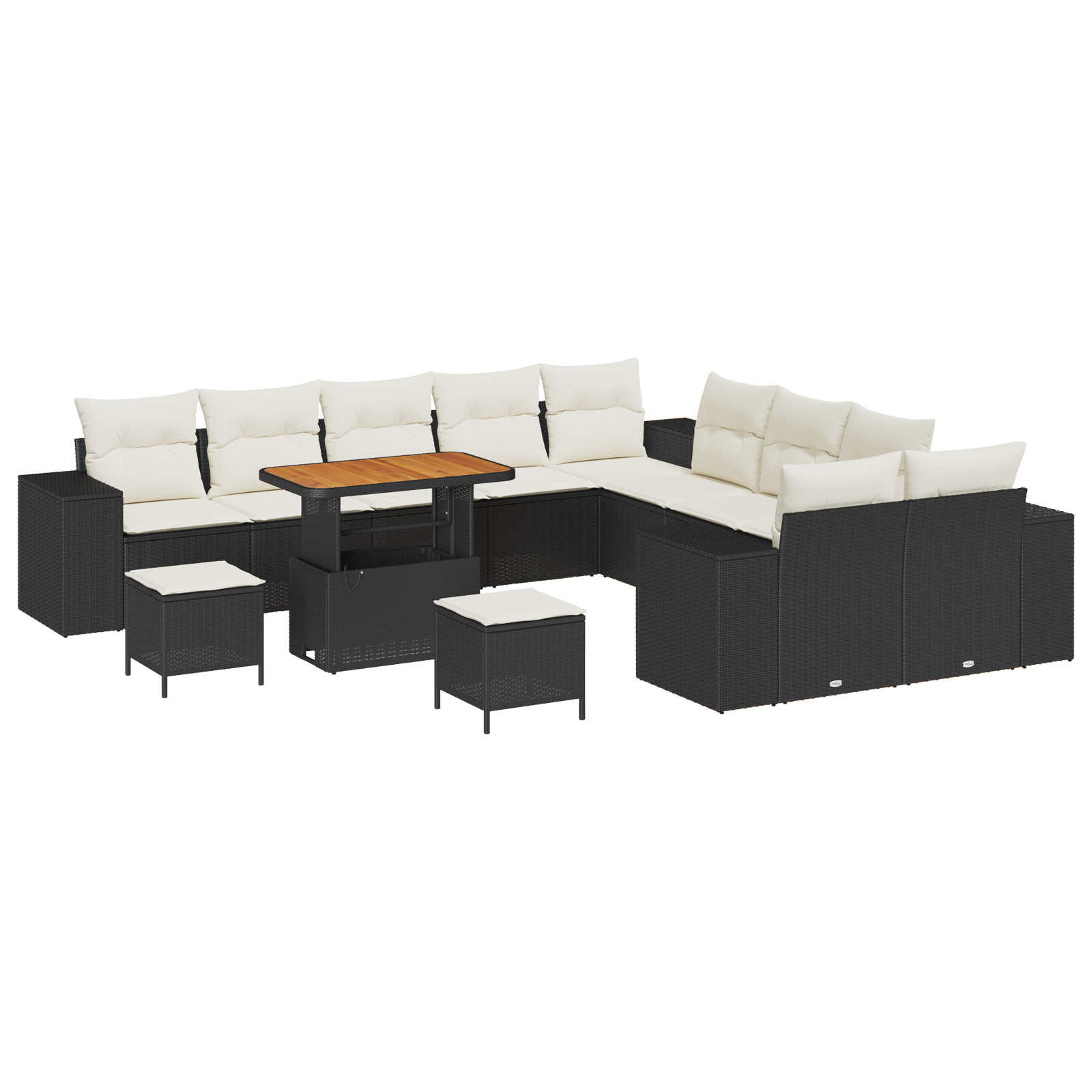 Set de sofa de grădină  cu 13 piese și perne negre din poliratan, Set de dining de grădină  cu 3 piese și perne negre din poliratan [1]