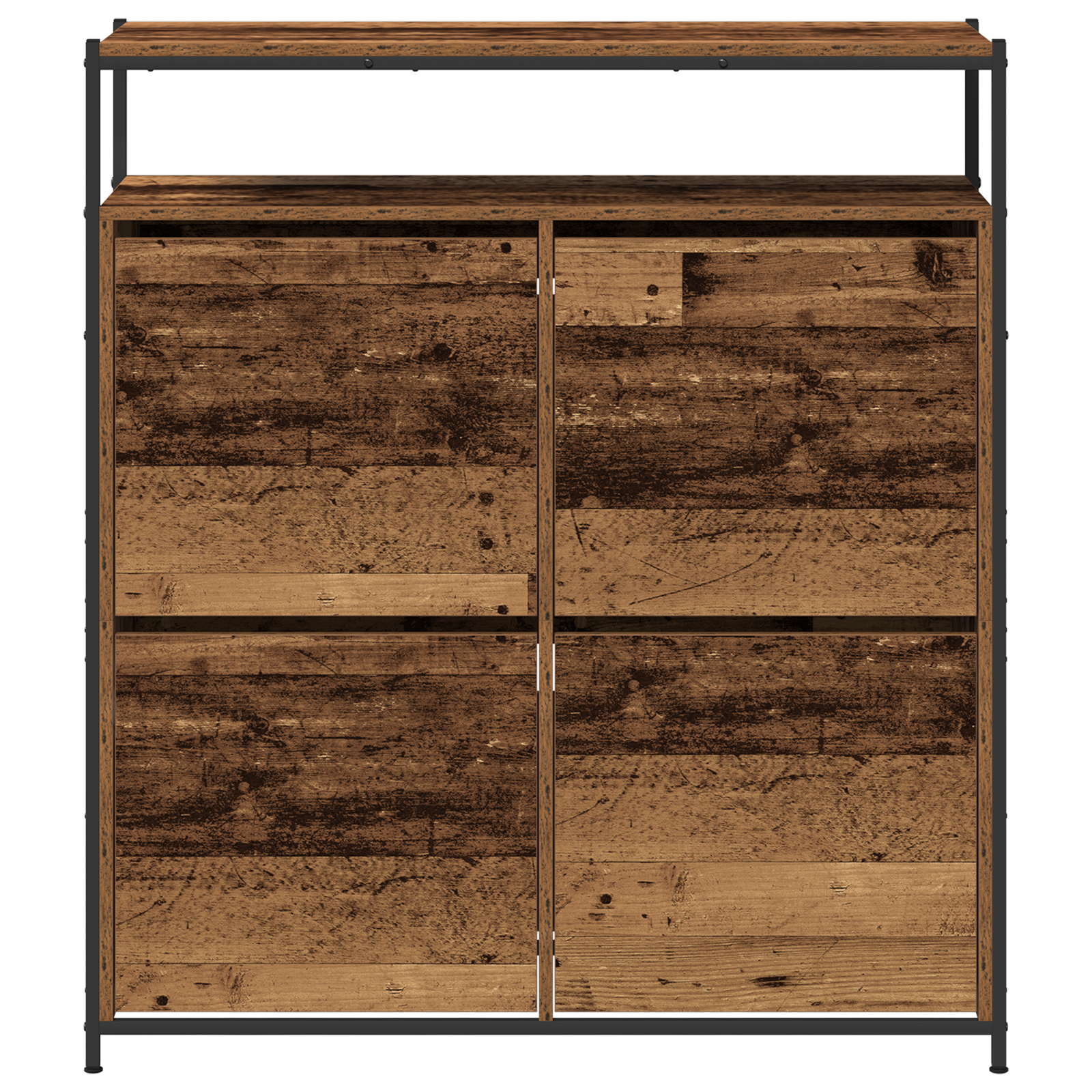 Cabinet pantofi cu 4 sertare pliante Lemn vechi 100x34x112 cm [5]
