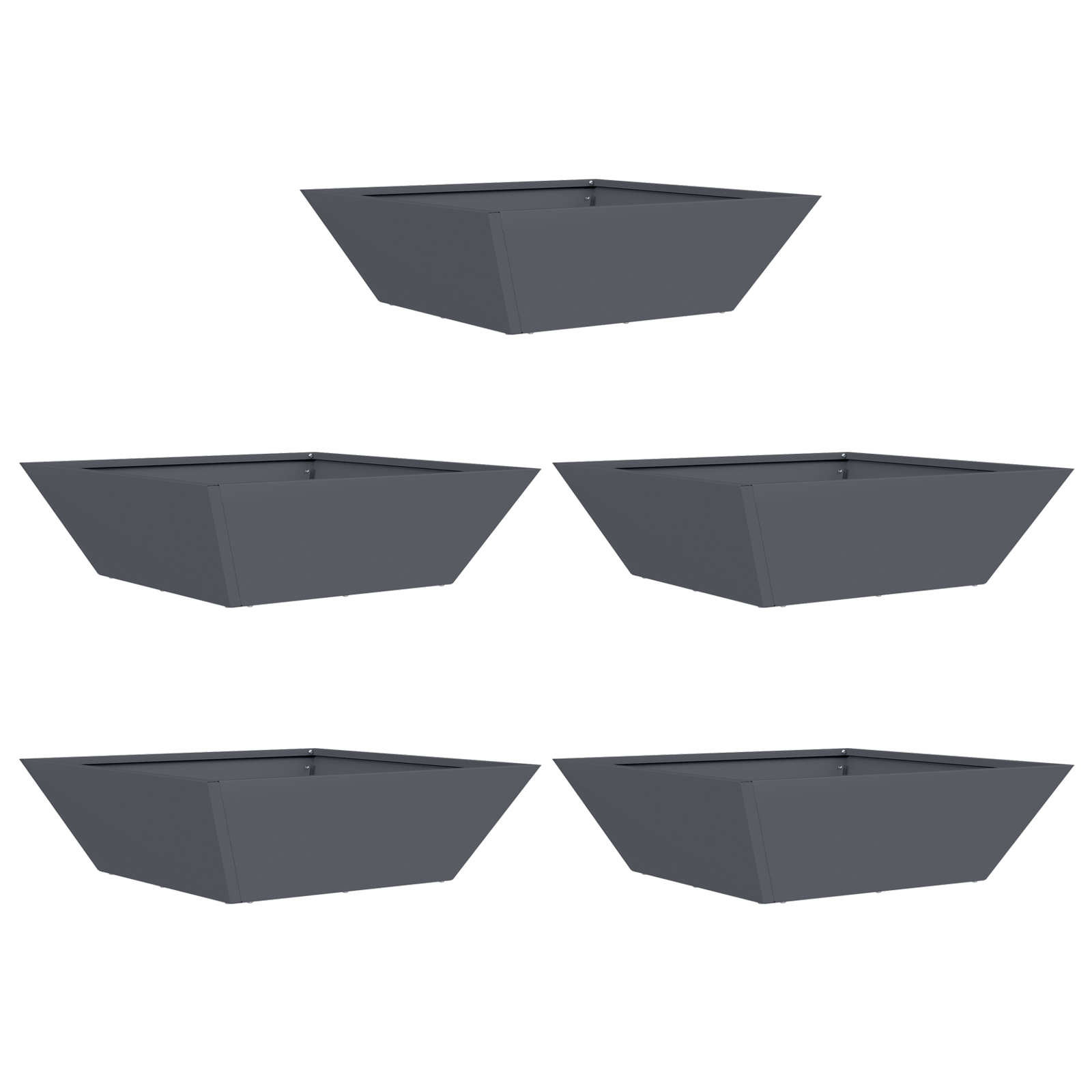 Set Ghivece din Plastic Antracit Plastic 50 x 50 x 15 cm [2]