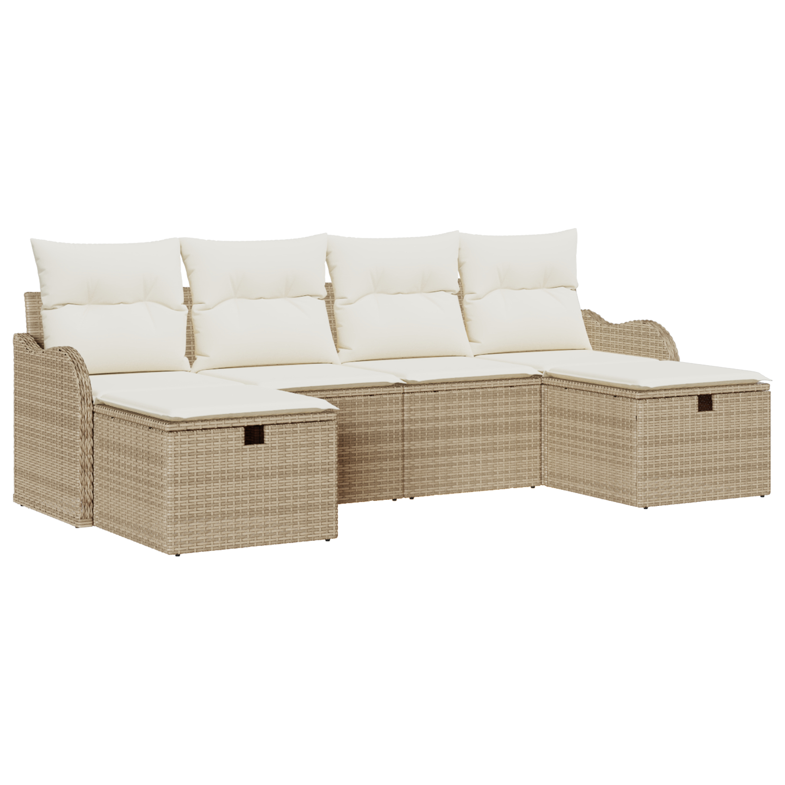 Set canapea grădină  6 piese cu perne Bej Poly Rattan, Canapea grădină  2 locuri cu perne Bej Poly Rattan [1]