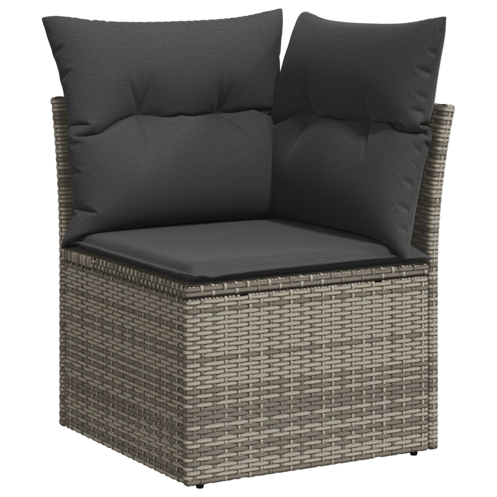 Set de Sofa de Grădină  cu Perne Gri Poliratan Acacia, Sofa de Grădină cu 2 locuri  cu Spațiu de Depozitare & Perne Gri Poliratan, Set de Dining pentru Grădină 3 Piese cu Perne Gri Poliratan Acacia [3]