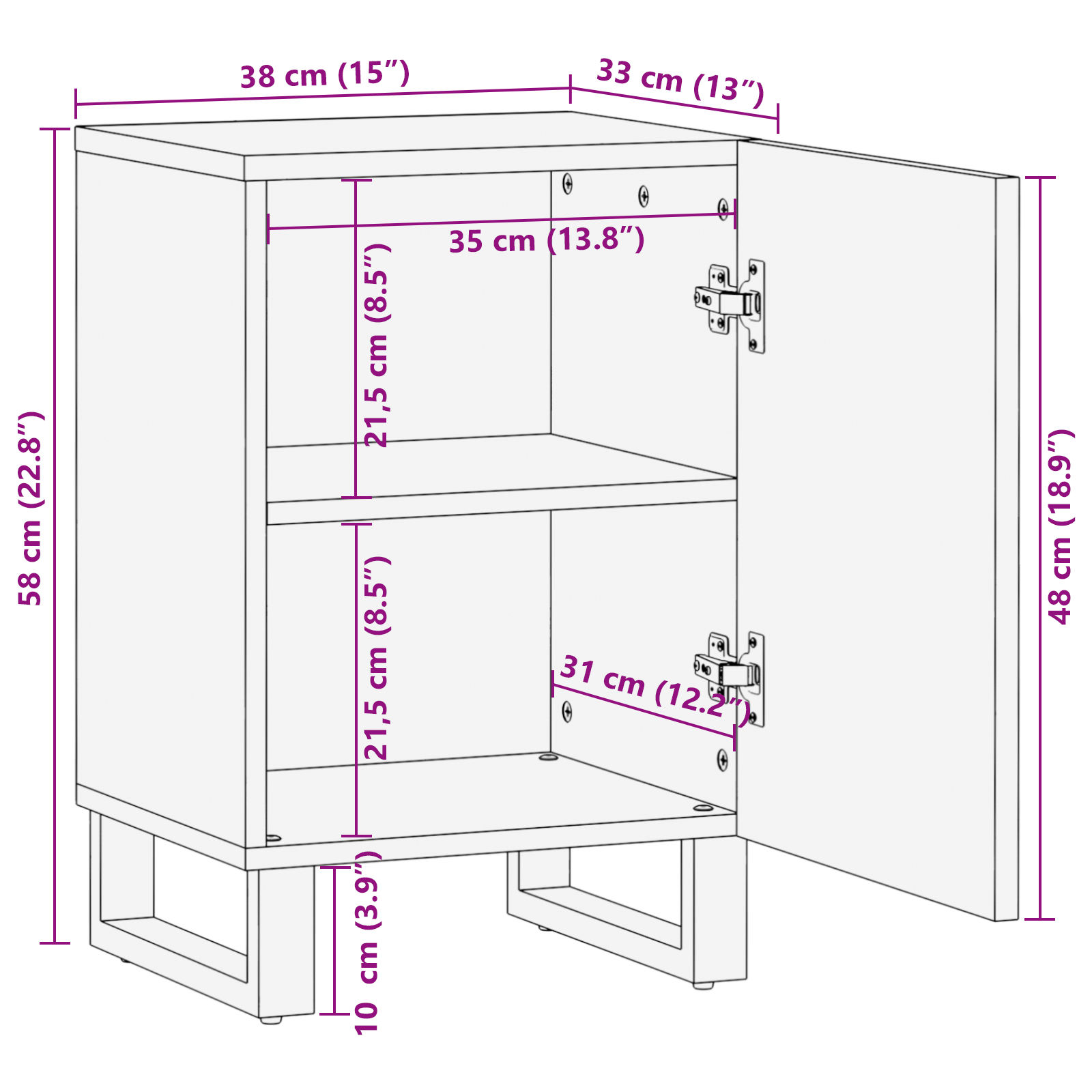 Cabinet de Baie 38x33.5x58 cm Lemn Solid Mango [9]