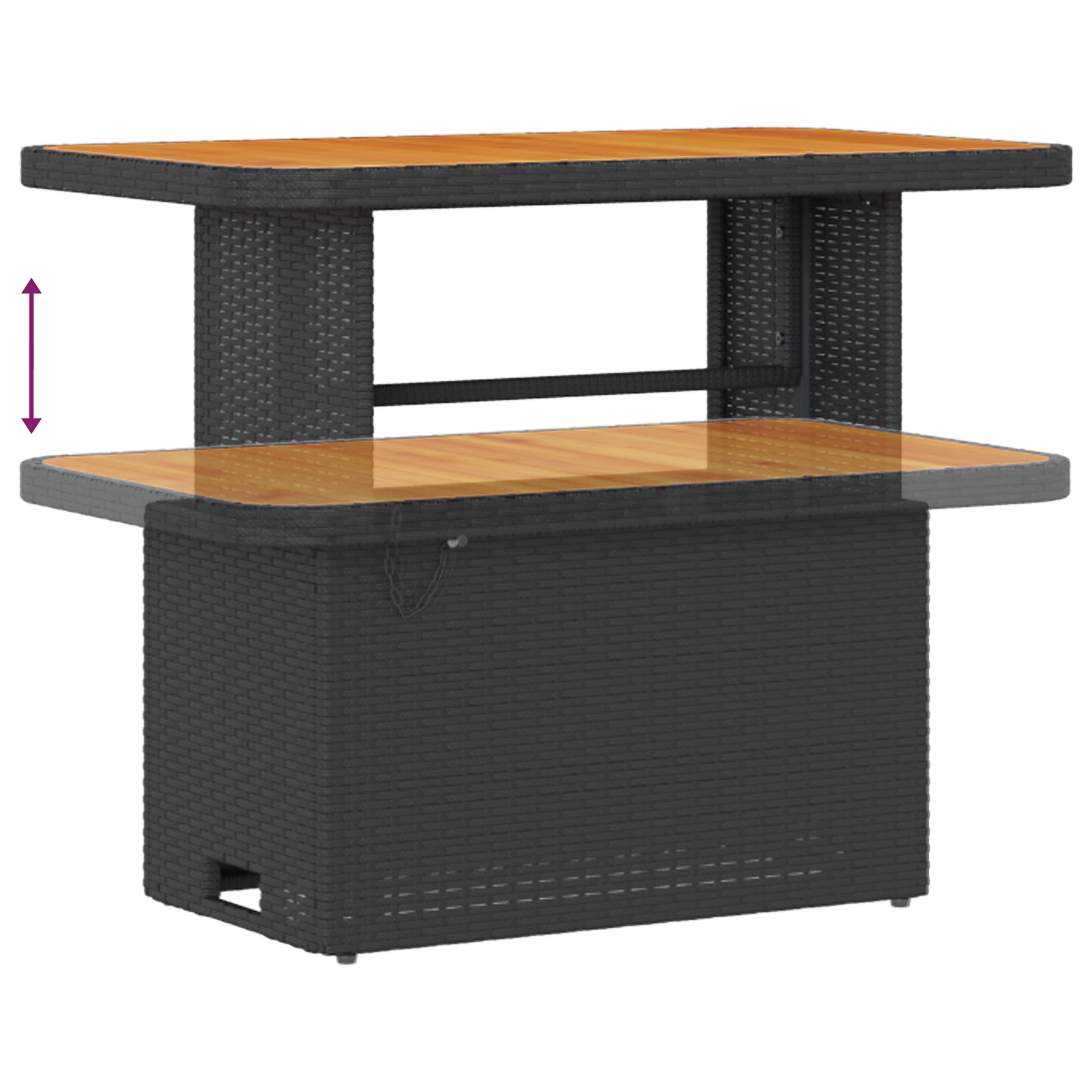 Set de 10 Piese pentru Grădină cu Perne Negru Ratan Poli Acacia,  Set de 3 Piese pentru Dining în Grădină cu Perne Negru Ratan Poli Acacia [10]