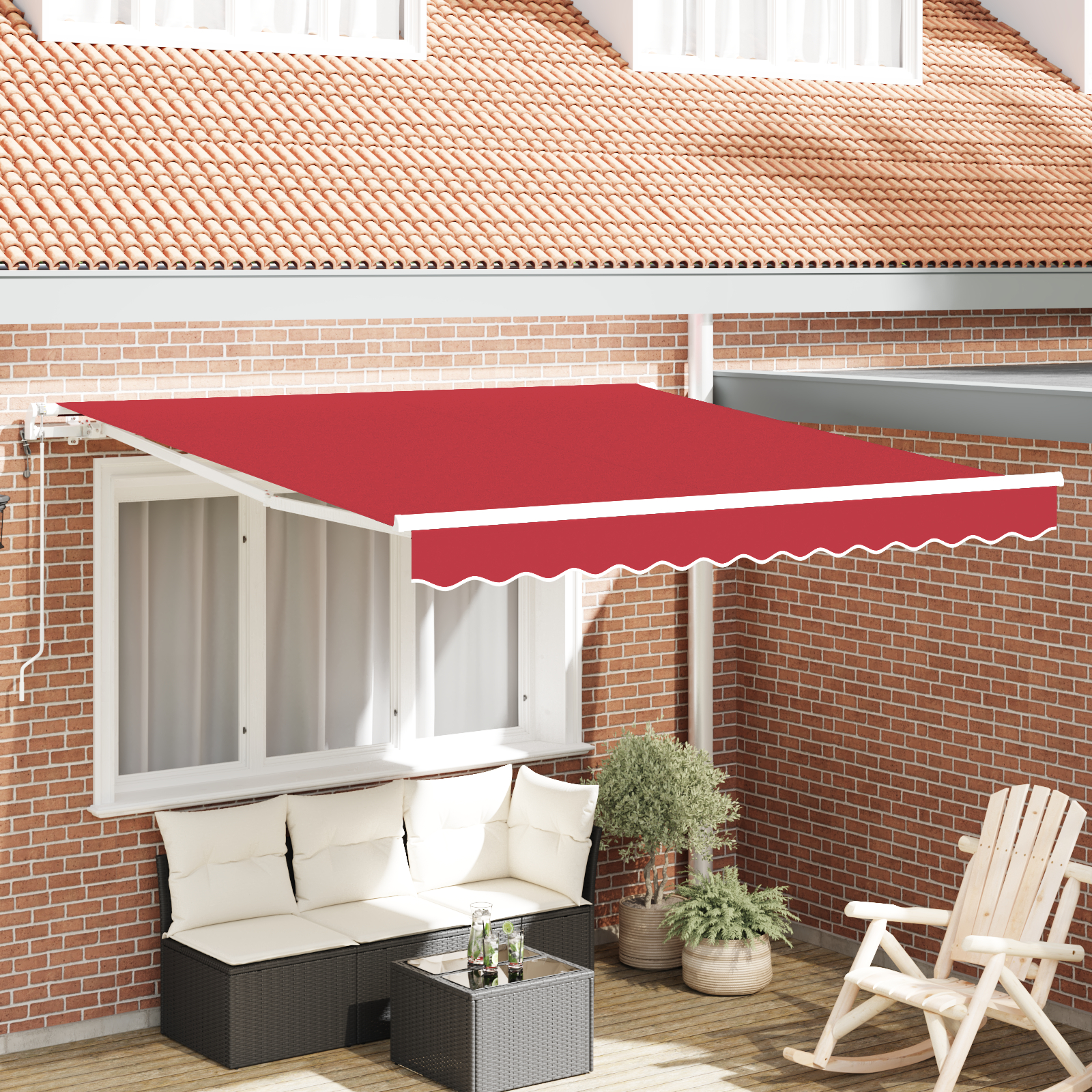 Mobilier grădină - Marchiză retractabilă automată roșie 300x250 cm,  Material de înlocuire pentru marchiză de 3x2.5 m roșie
