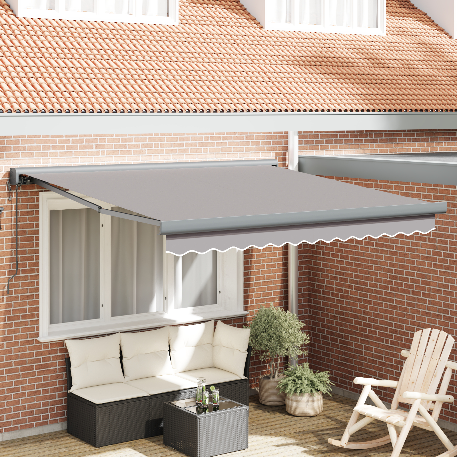 Mobilier grădină - Marchiză retractabilă automată gri deschis 300x250 cm,  Material de schimb pentru marchiză pentru cadru 3x2,5 m gri deschis