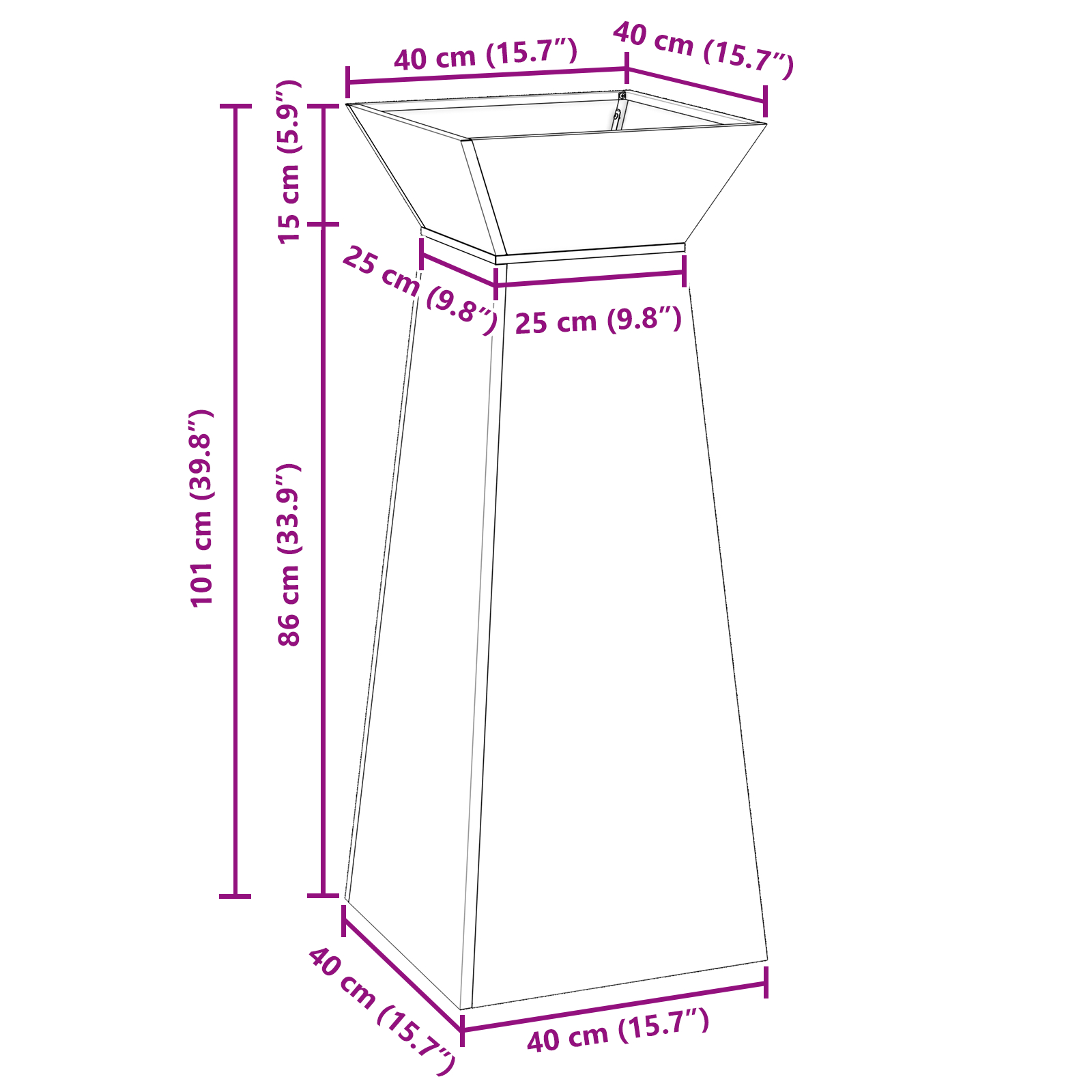 Suport pentru plante Negru Metal 40 x 40 x 101 cm [10]