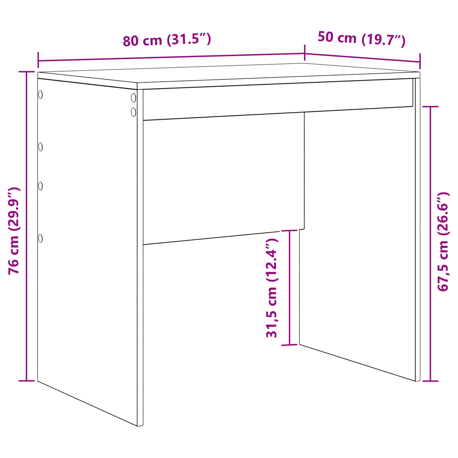 Birou Stejar Negru 80x50x76 cm Lemn stratificat [8]