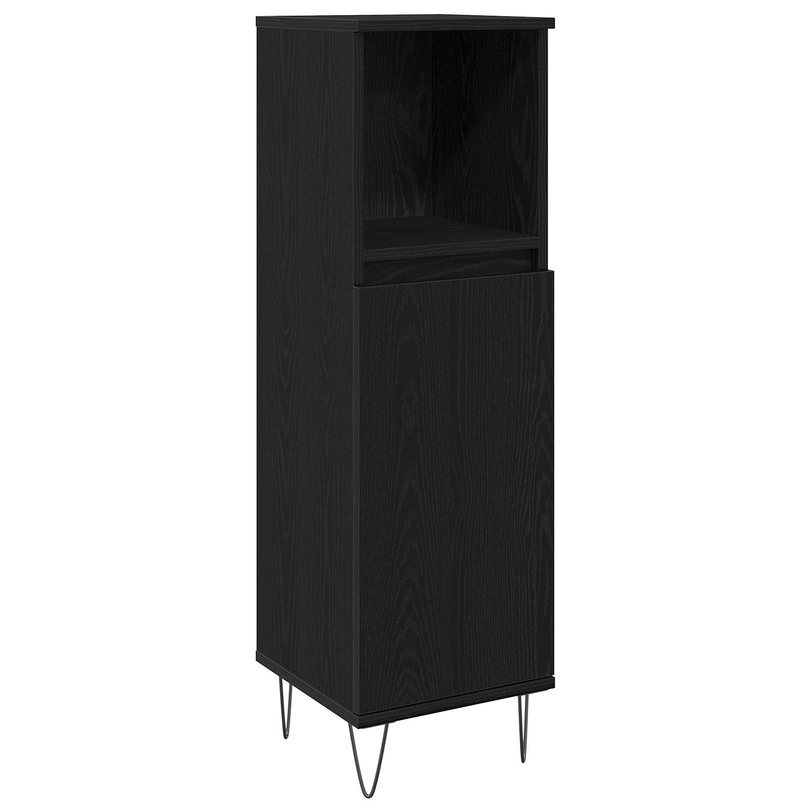 Set Mobilier Baie  3 piese Stejar Negru Lemn Prelucrat, Dulap Baie  Stejar Negru 30x30x190 cm Lemn Prelucrat, Dulap Baie  Stejar Negru 30x30x100 cm Lemn Prelucrat [2]