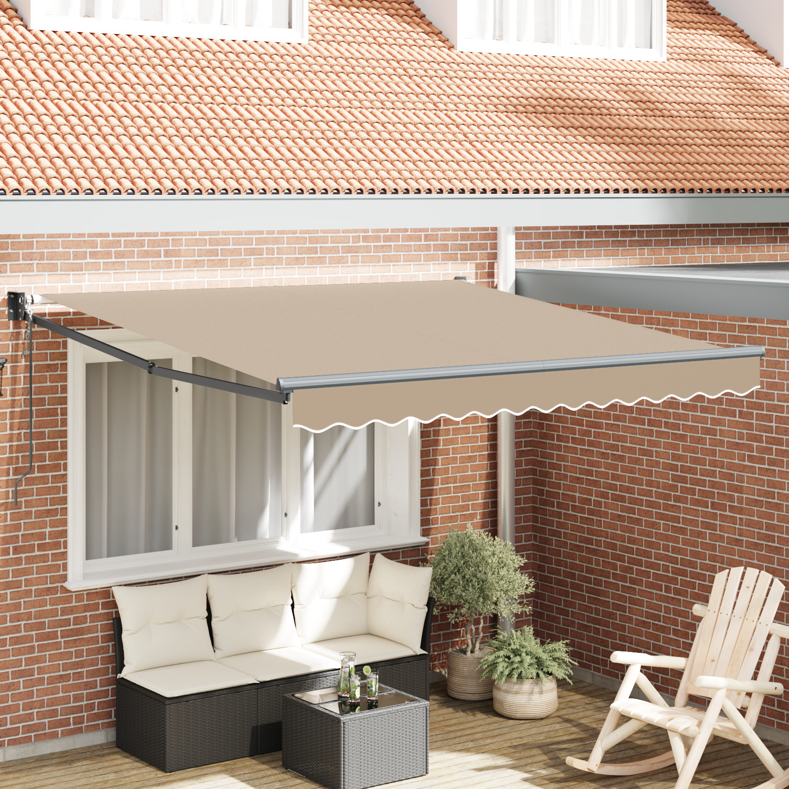 Mobilier grădină - Marchiză Automată Retractabilă Bej 300x250 cm,  Material de Înlocuire pentru Marchiză 3x2.5 m Bej
