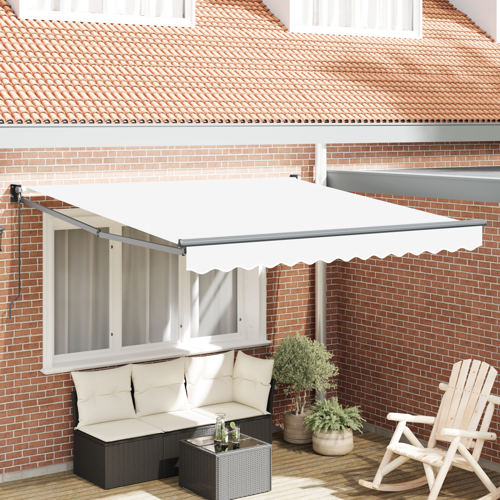 Mobilier grădină - Marchiza retractabilă manuală  Alb 300x250 cm, Țesătură de înlocuire pentru marchiză  pentru cadru de 3x2.5 m Alb