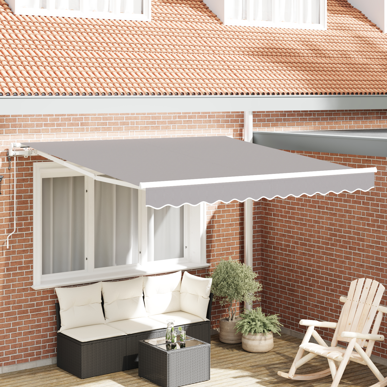 Mobilier grădină - Marciza automată retractabilă  gri deschis 300x250 cm, Material de înlocuire pentru marciza  3x2.5 m cadru gri deschis