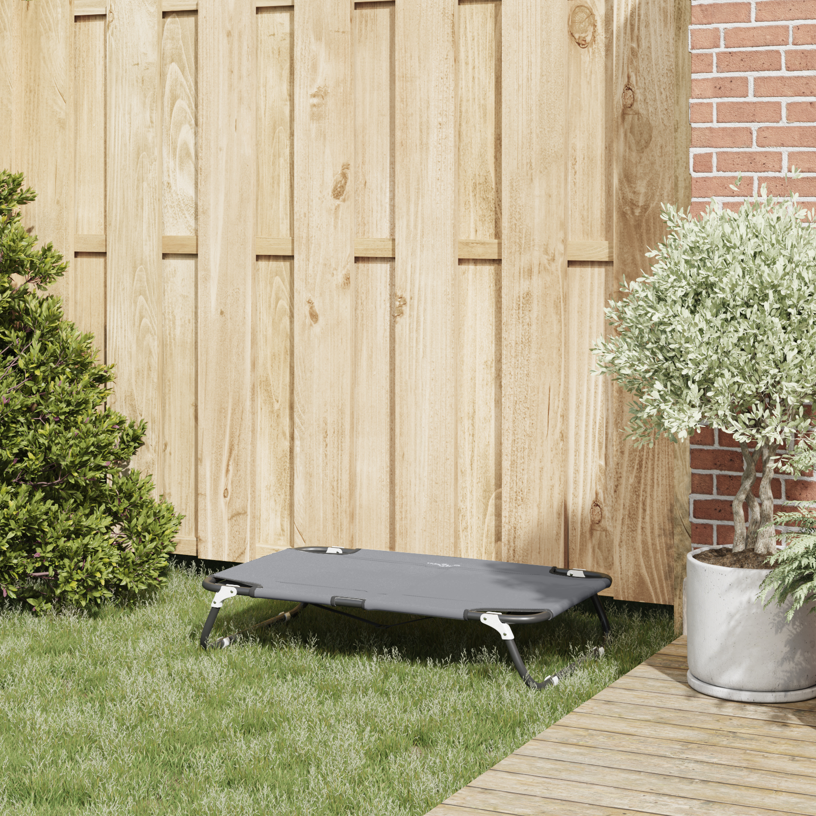 Pat pliabil pentru câini gri deschis din țesătură Oxford și oțel [2]