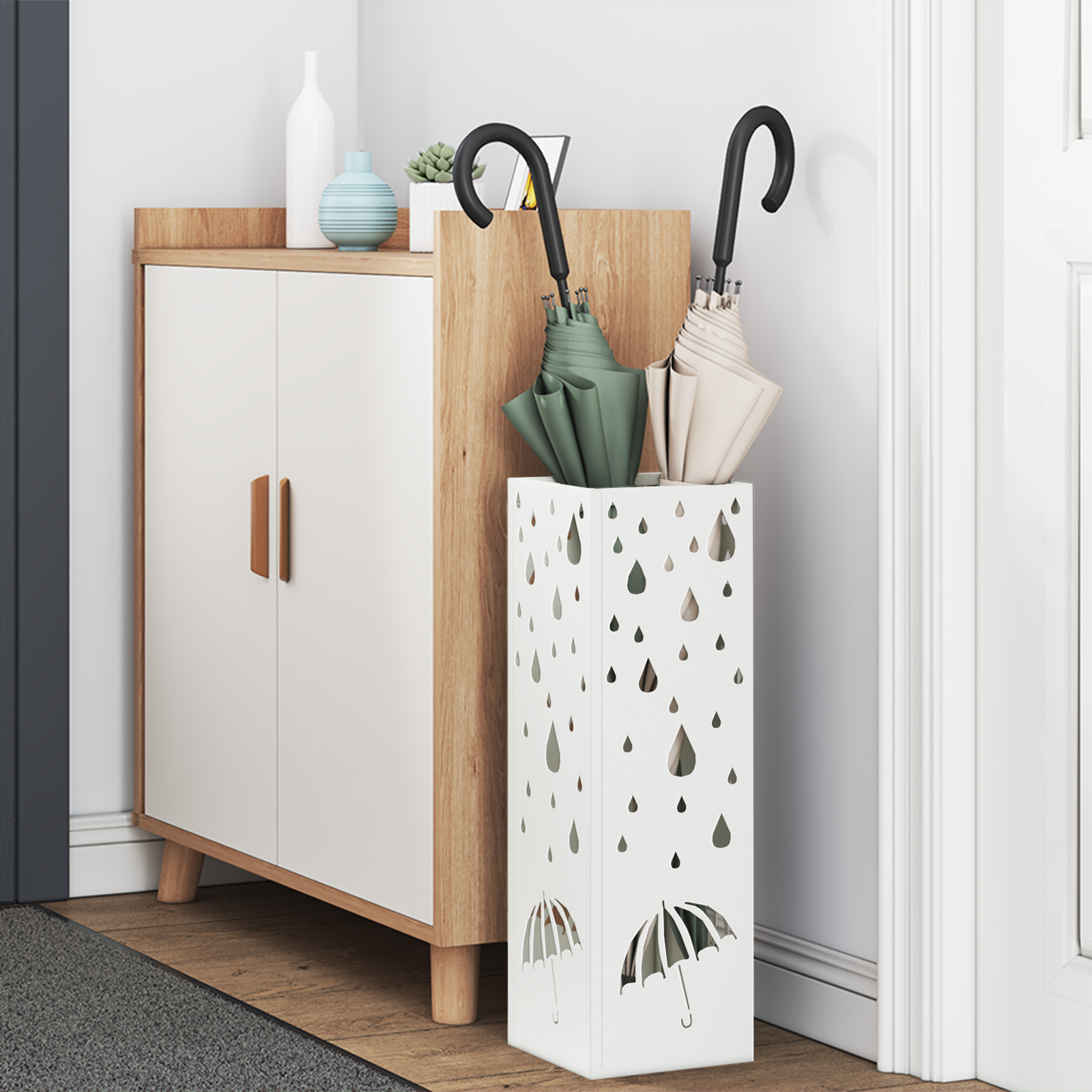 Suport pentru umbrele Alb Metal Standard Model Suport umbrele [2]