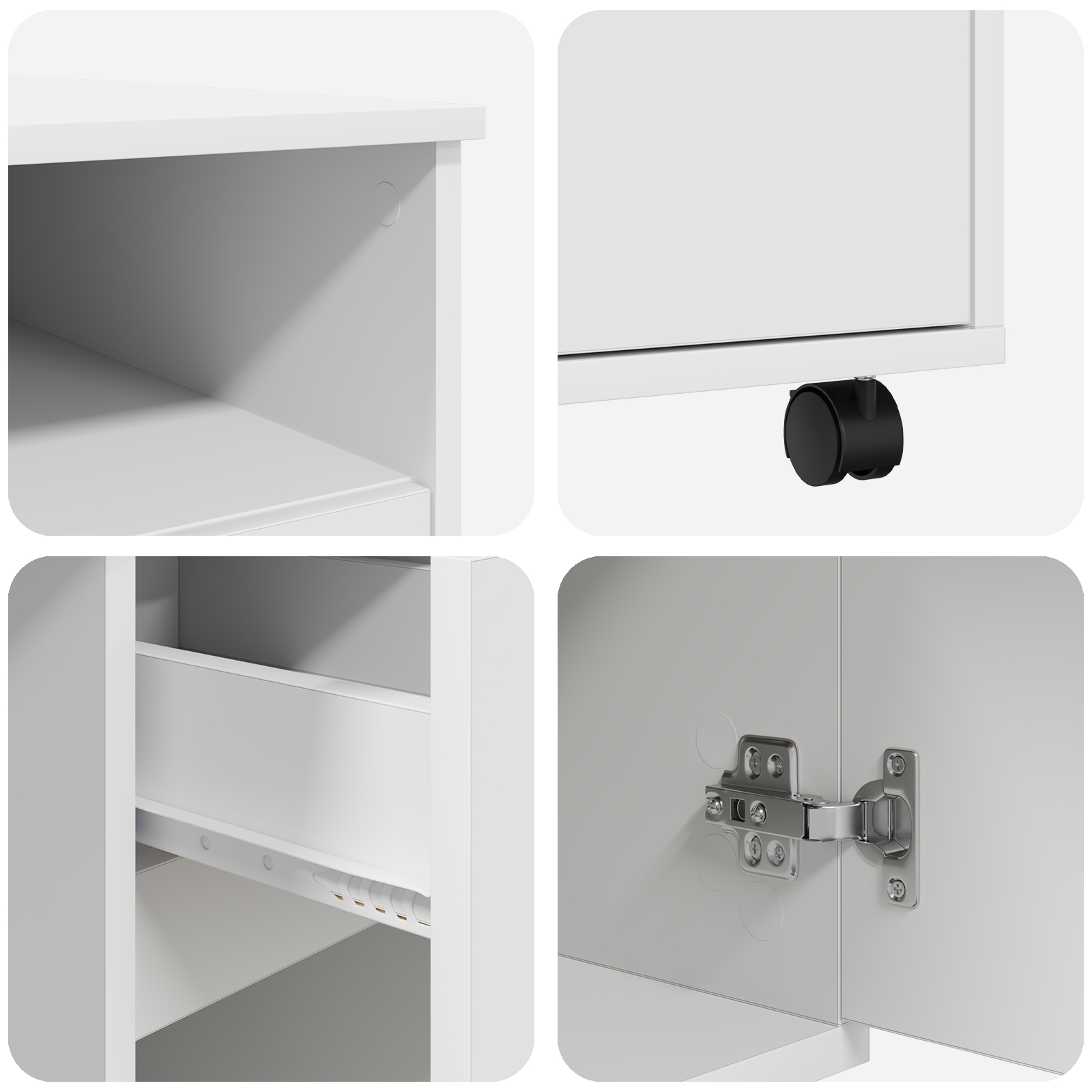 birou de calculator alb cu sertare Alb MDF, Placă aglomerată [7]