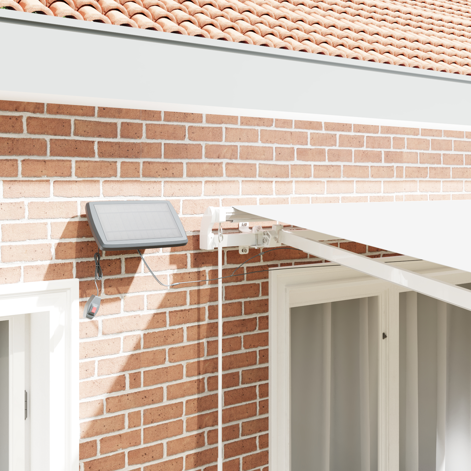 Copertină Manuală Retractabilă  cu LED Alb 300x250 cm, Material de Înlocuire pentru Copertină  pentru Cadru de 3x2.5 m Alb [4]