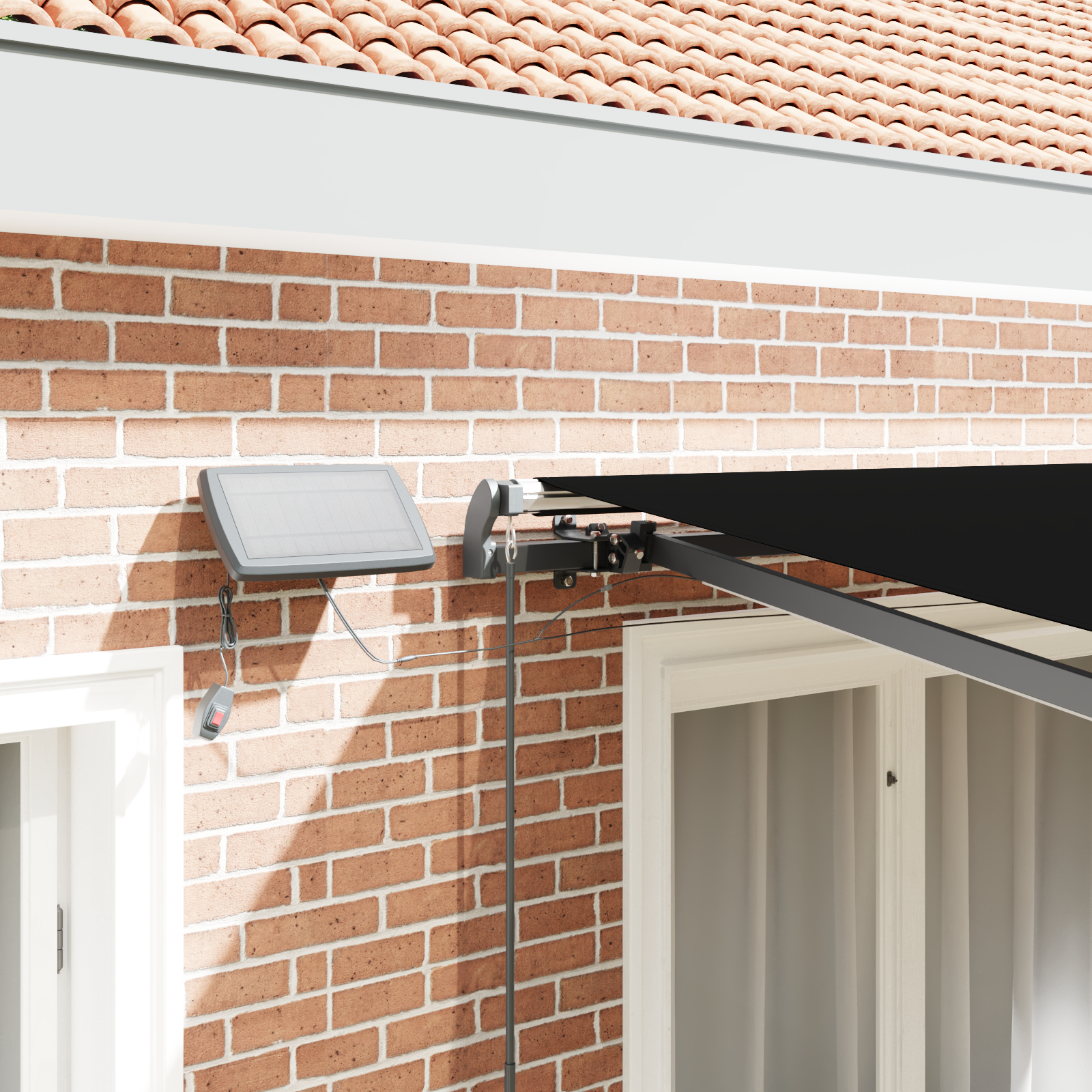 Marchiză manuală retractabilă cu LED neagră 300x250 cm,  material de înlocuire pentru marchiză 3x2.5 m cadru negru [4]