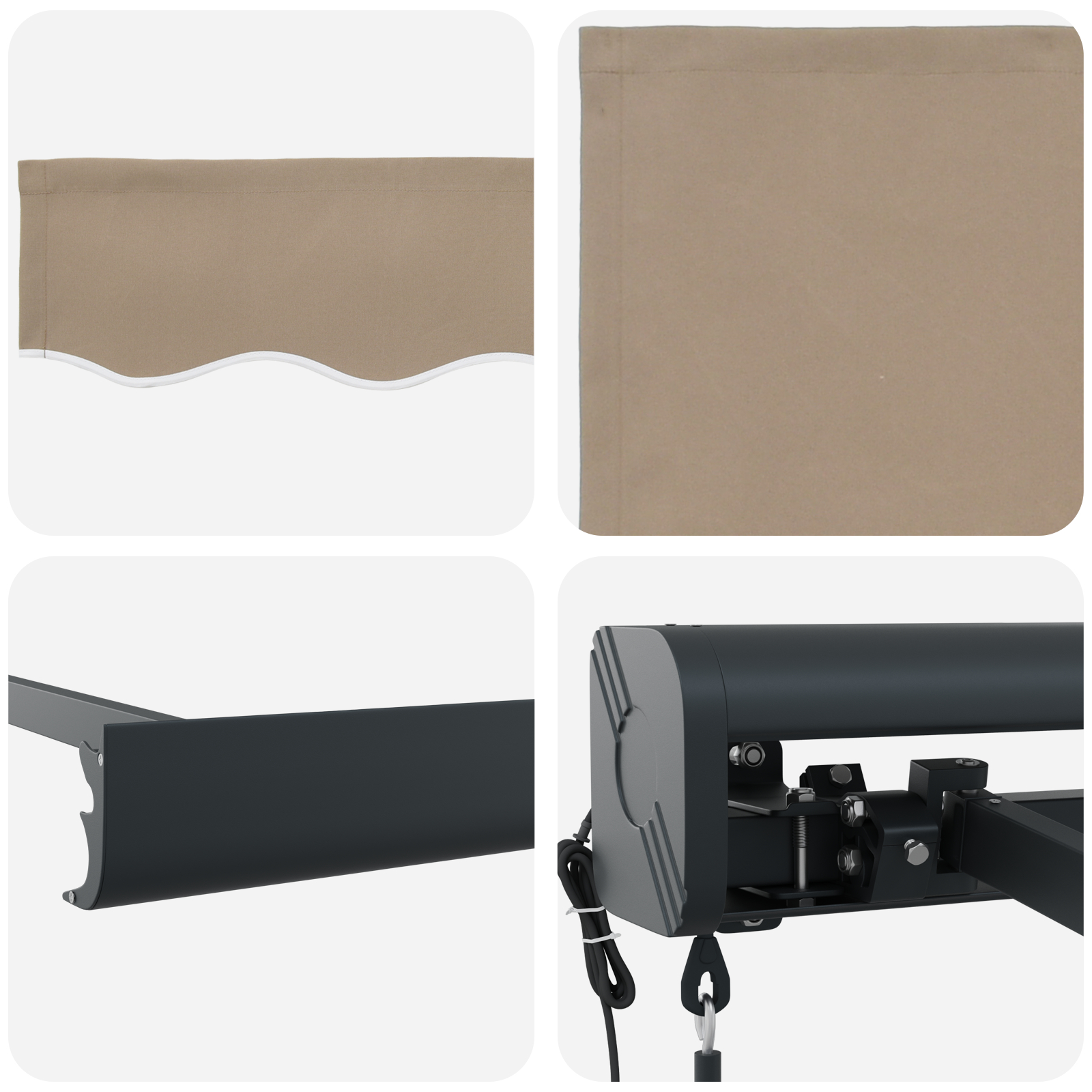 Marchiză Retractabilă Automată Bej 300x250 cm, Țesătură de înlocuire pentru marchiză  pentru cadru de 3x2.5 m Bej [8]