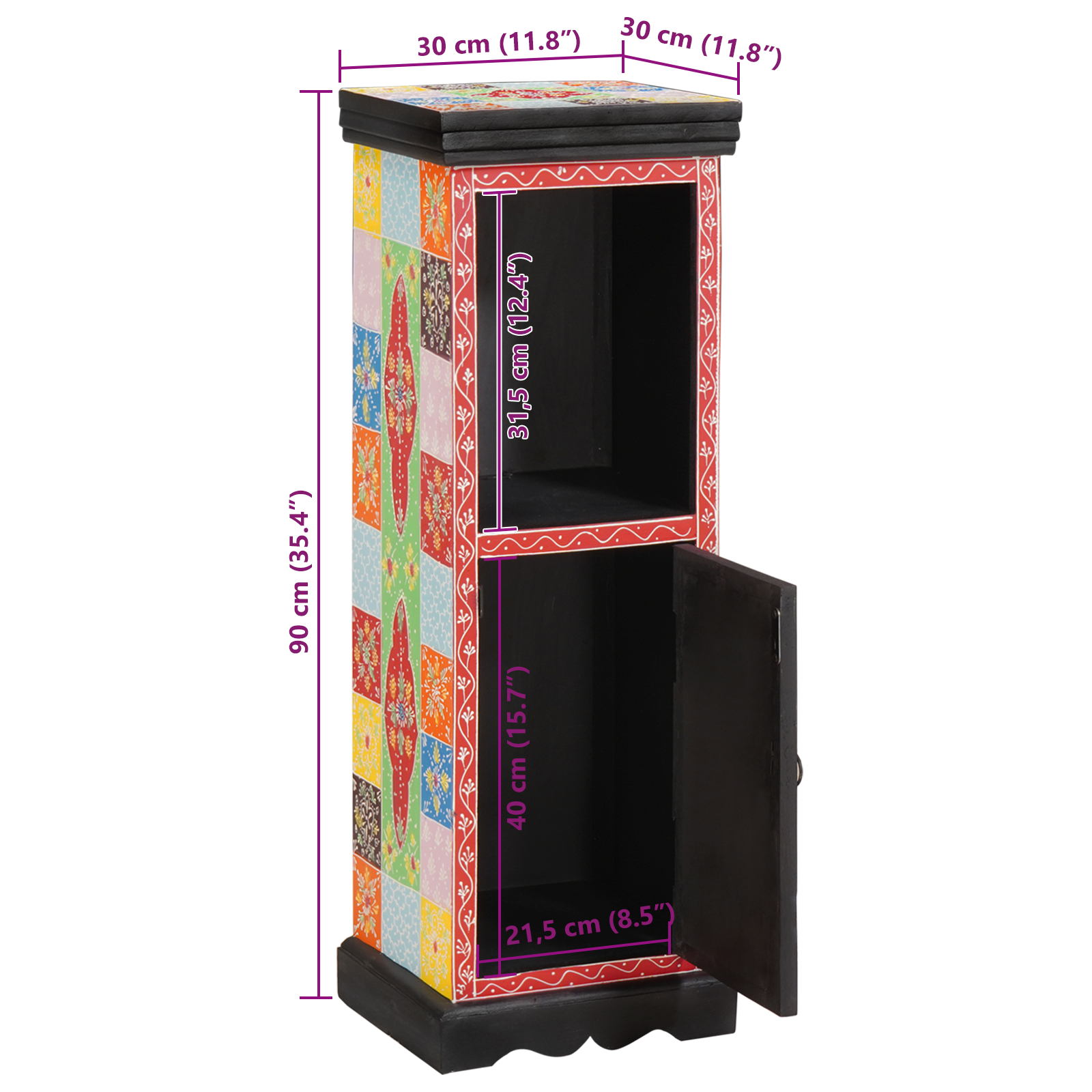 Cabinet 30x30x90 cm din lemn solid de mango [10]