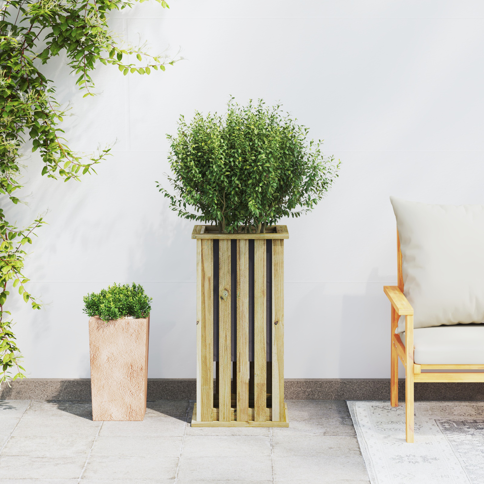 Jardinieră cu captuseală 33x33x65 cm lemn impregnat pin [4]