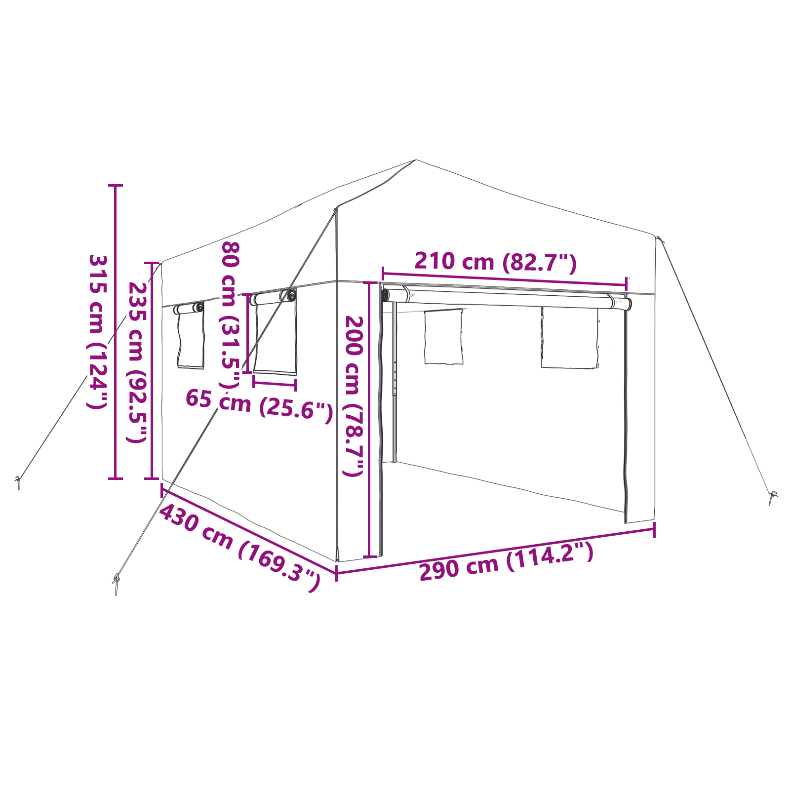 Seră walk-in cu cadru pliabil Verde 430x290x315 cm Oțel [10]