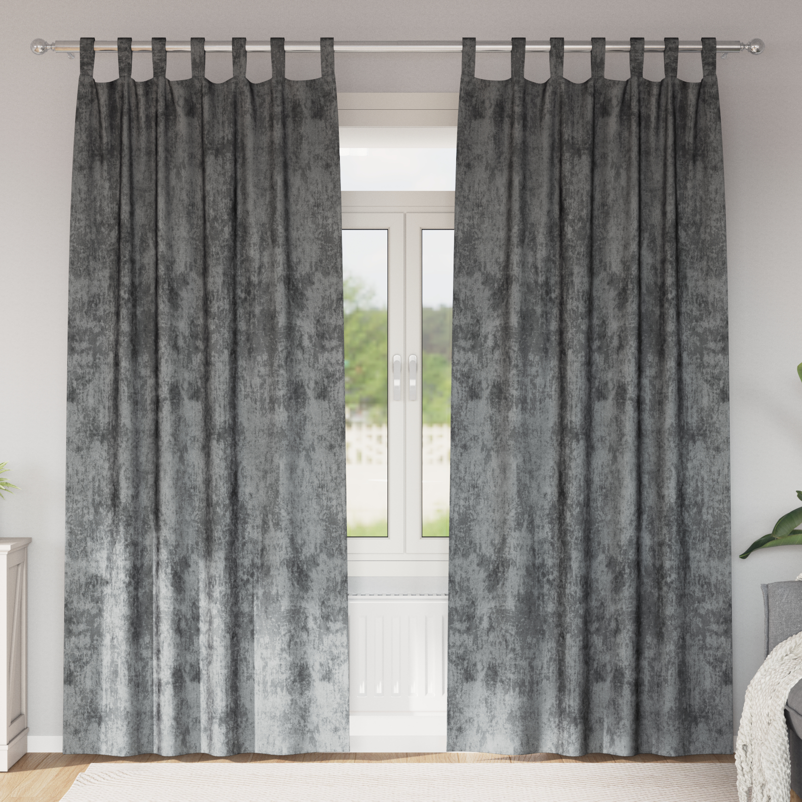  Decorațiuni casă și accesorii  - Draperii din catifea 2 piese cu inele Gri 245x140 cm