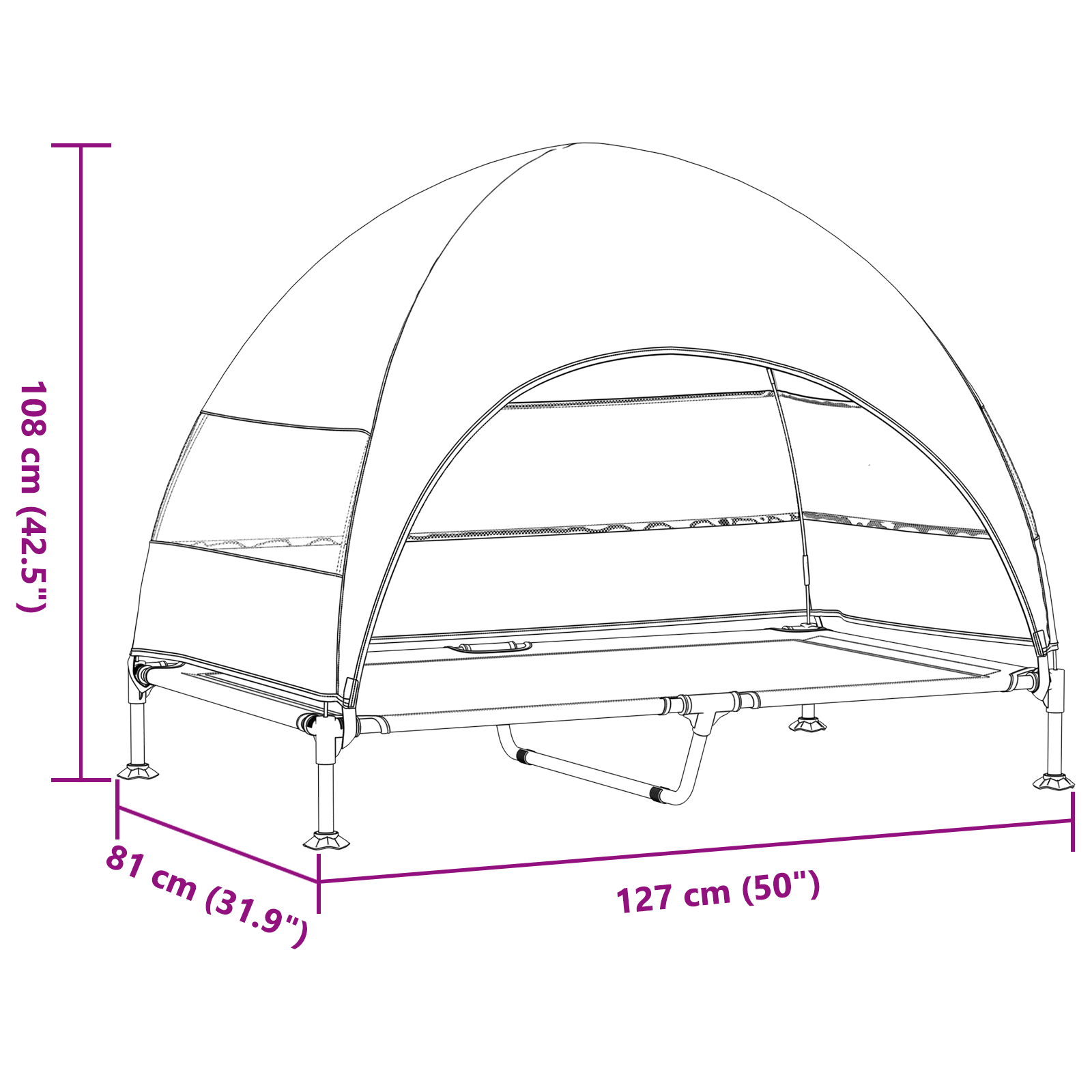 Pat pentru câini ridicat cu copertină detașabilă Bleumarin XL Oțel [10]